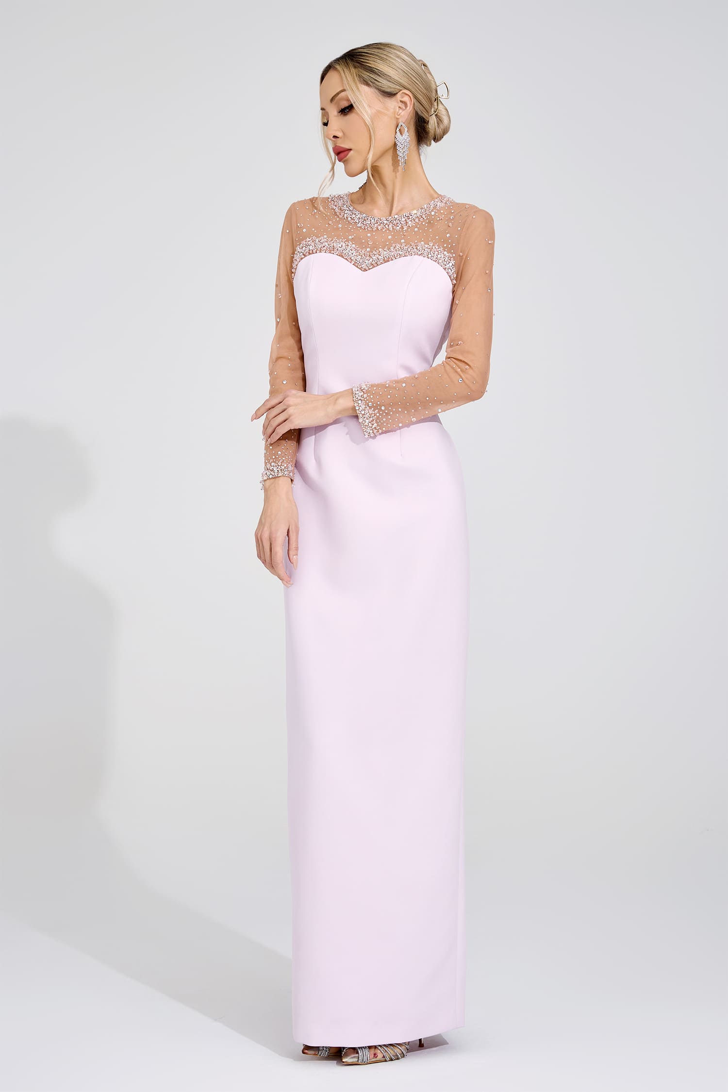 Bodil Pink Sheer Maxi Dress