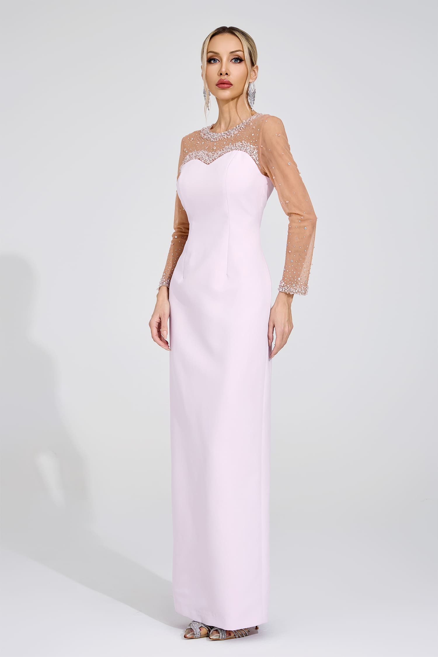 Bodil Pink Sheer Maxi Dress