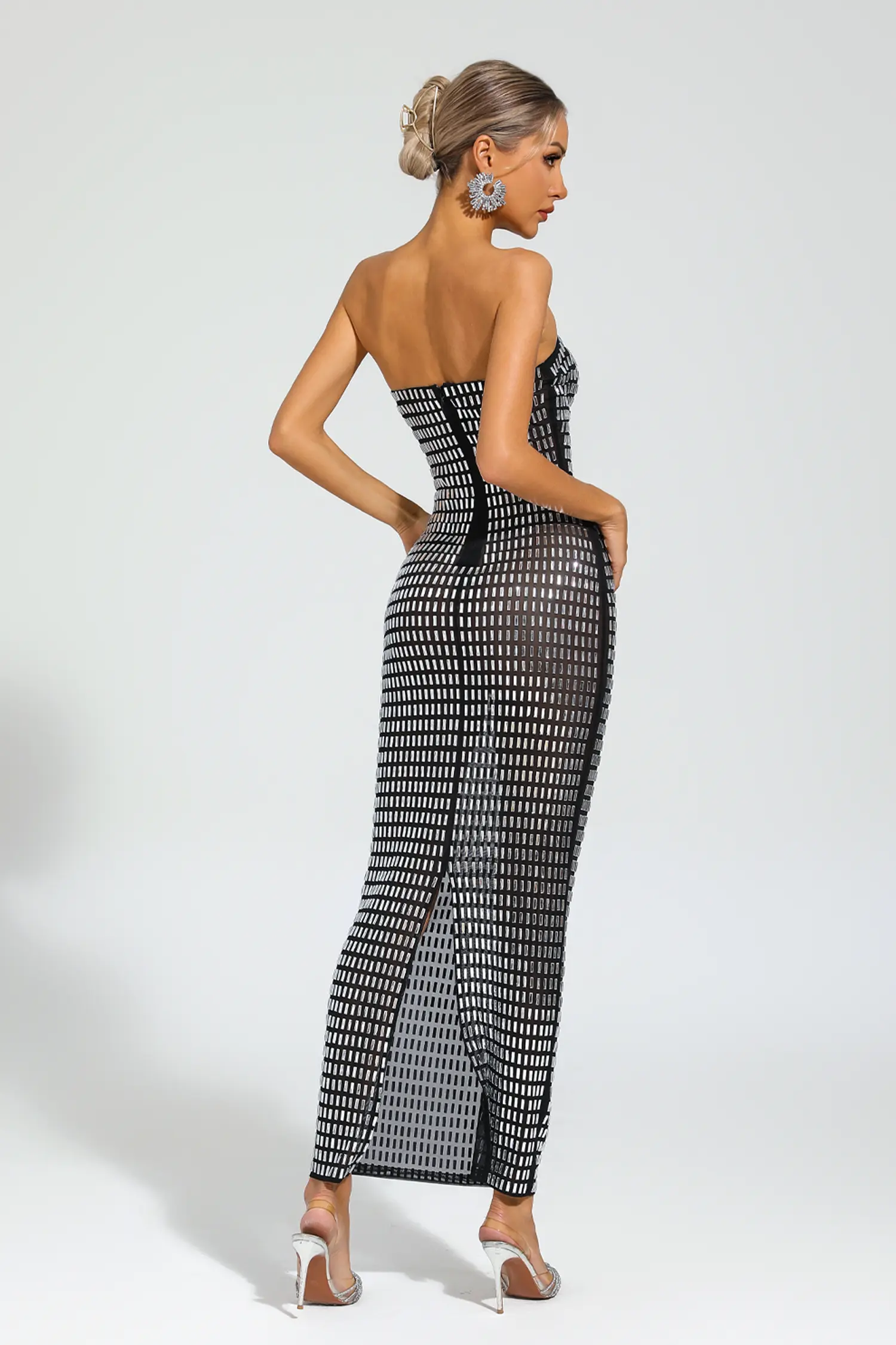 Boris Black Diamond Off Shoulder Dress-CATCHALL