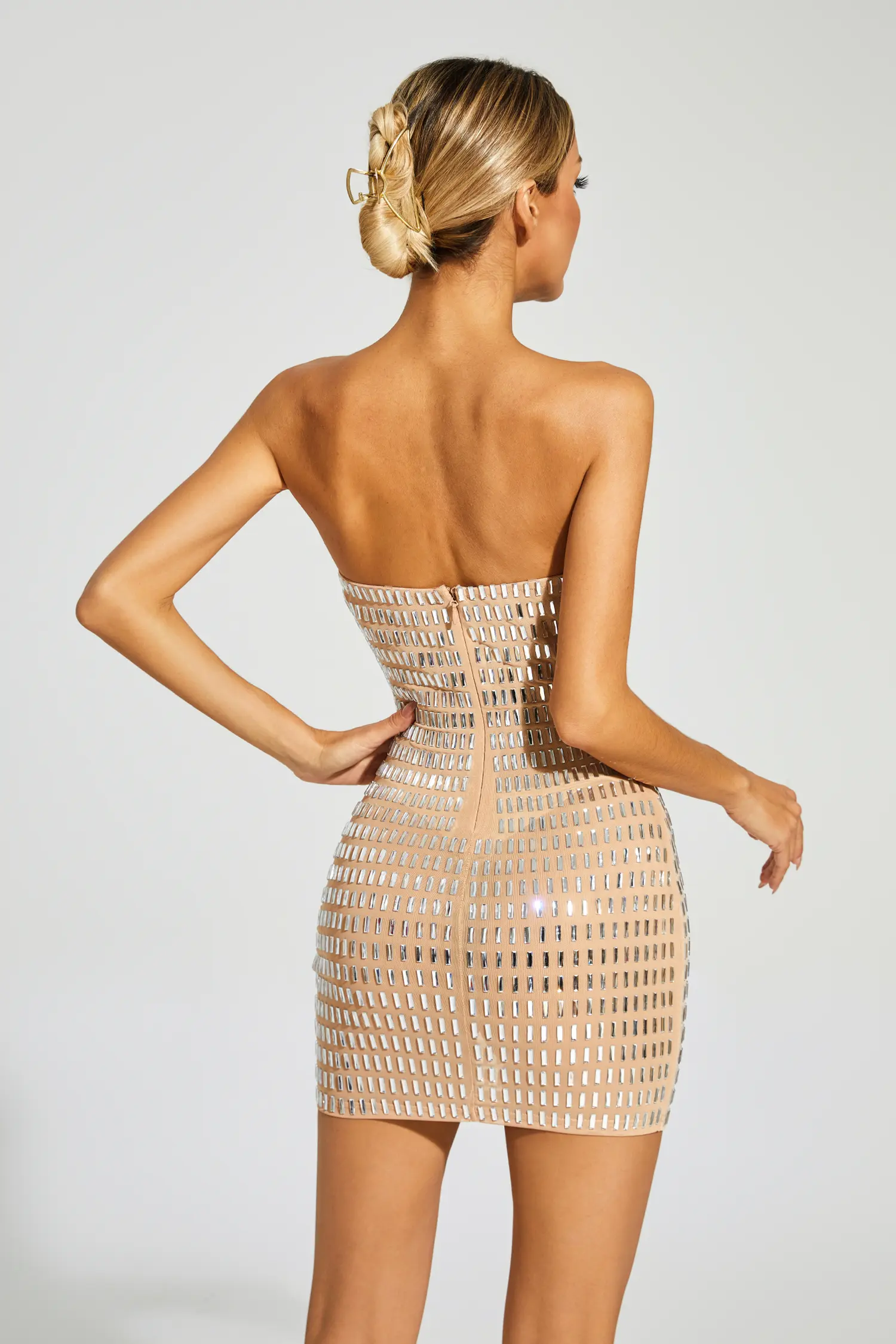 Boris Champagne Diamond Mini Dress-CATCHALL