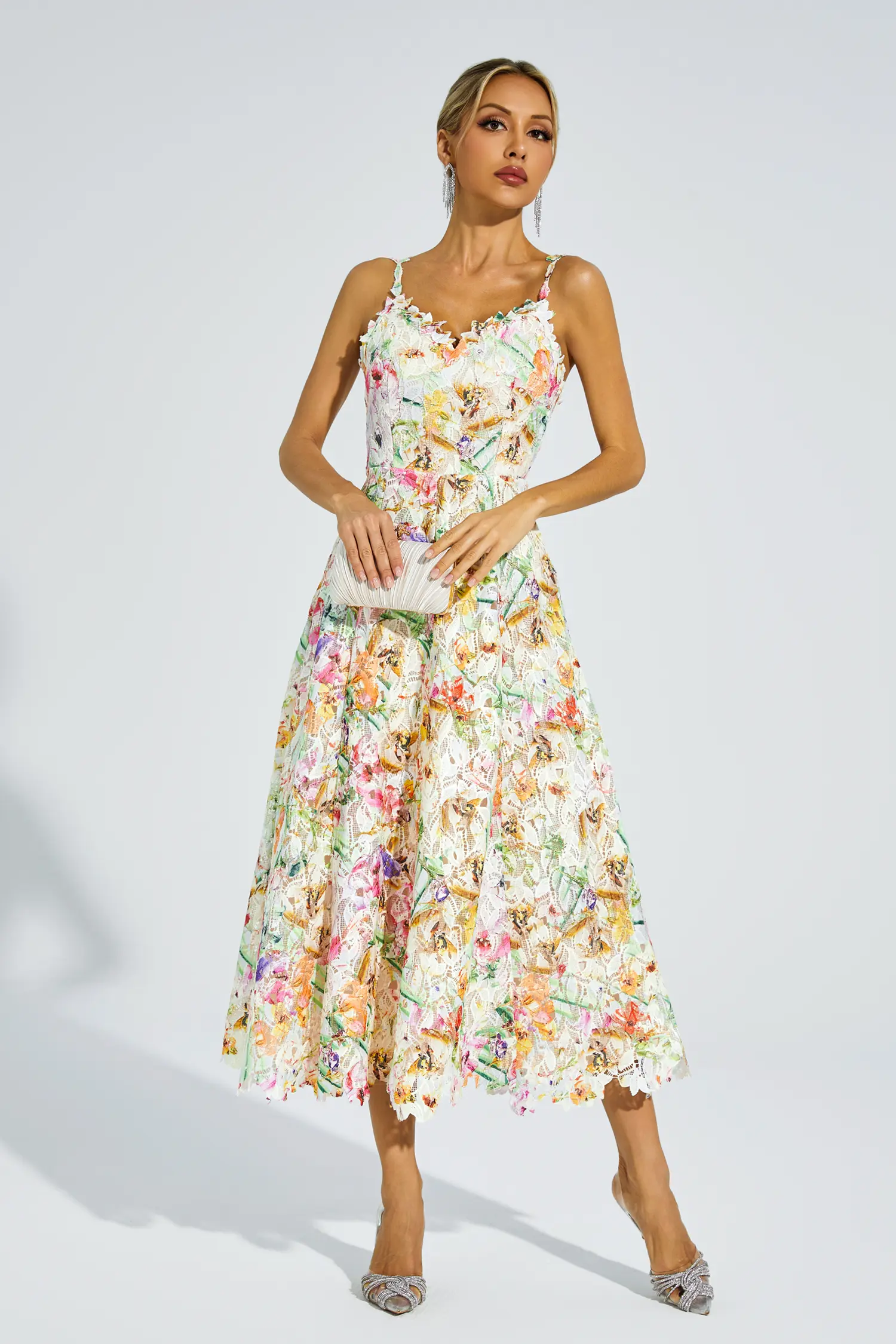 Boswell Floral Embroider Midi Dress-CATCHALL