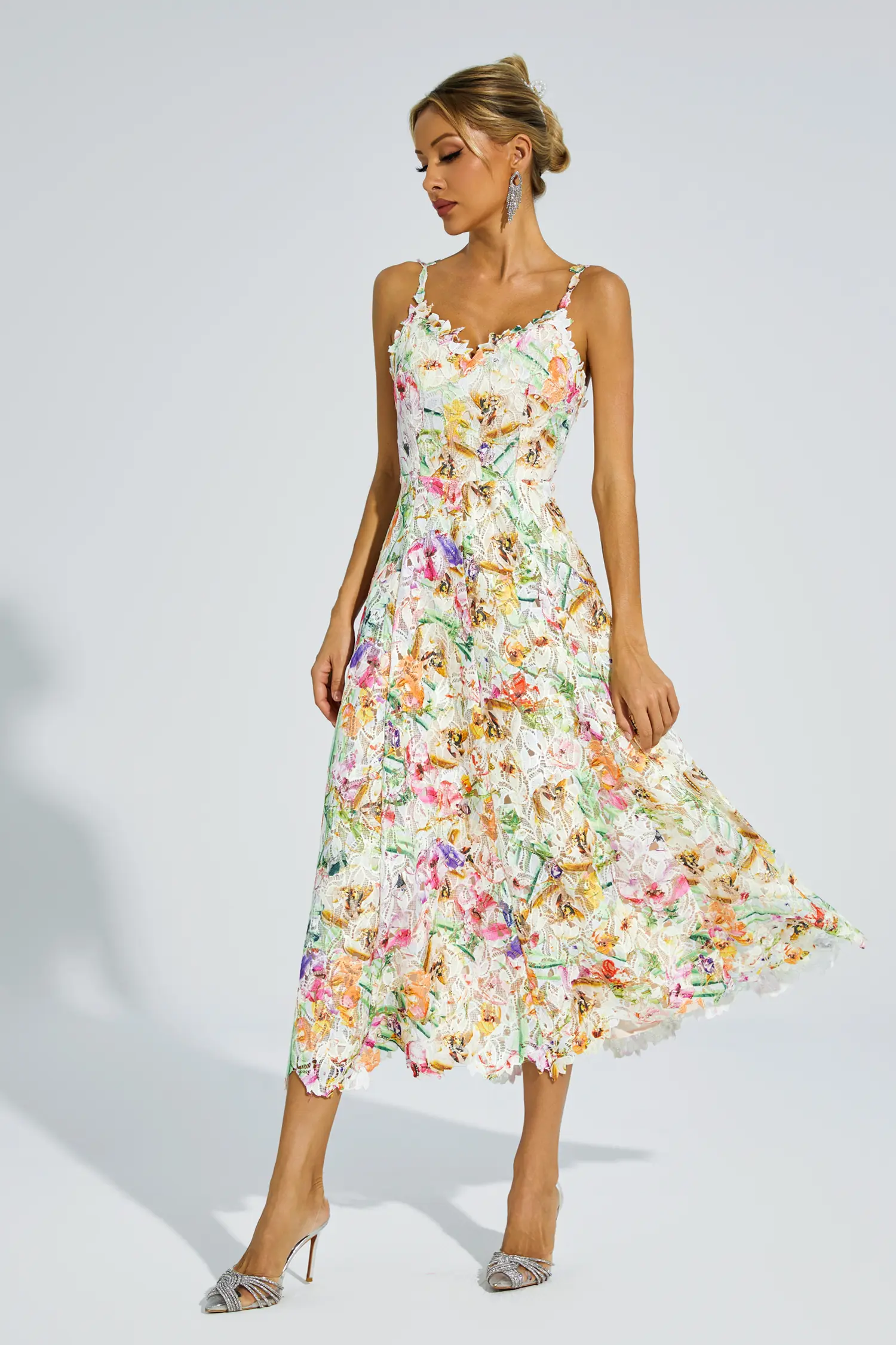 Boswell Floral Embroider Midi Dress-CATCHALL