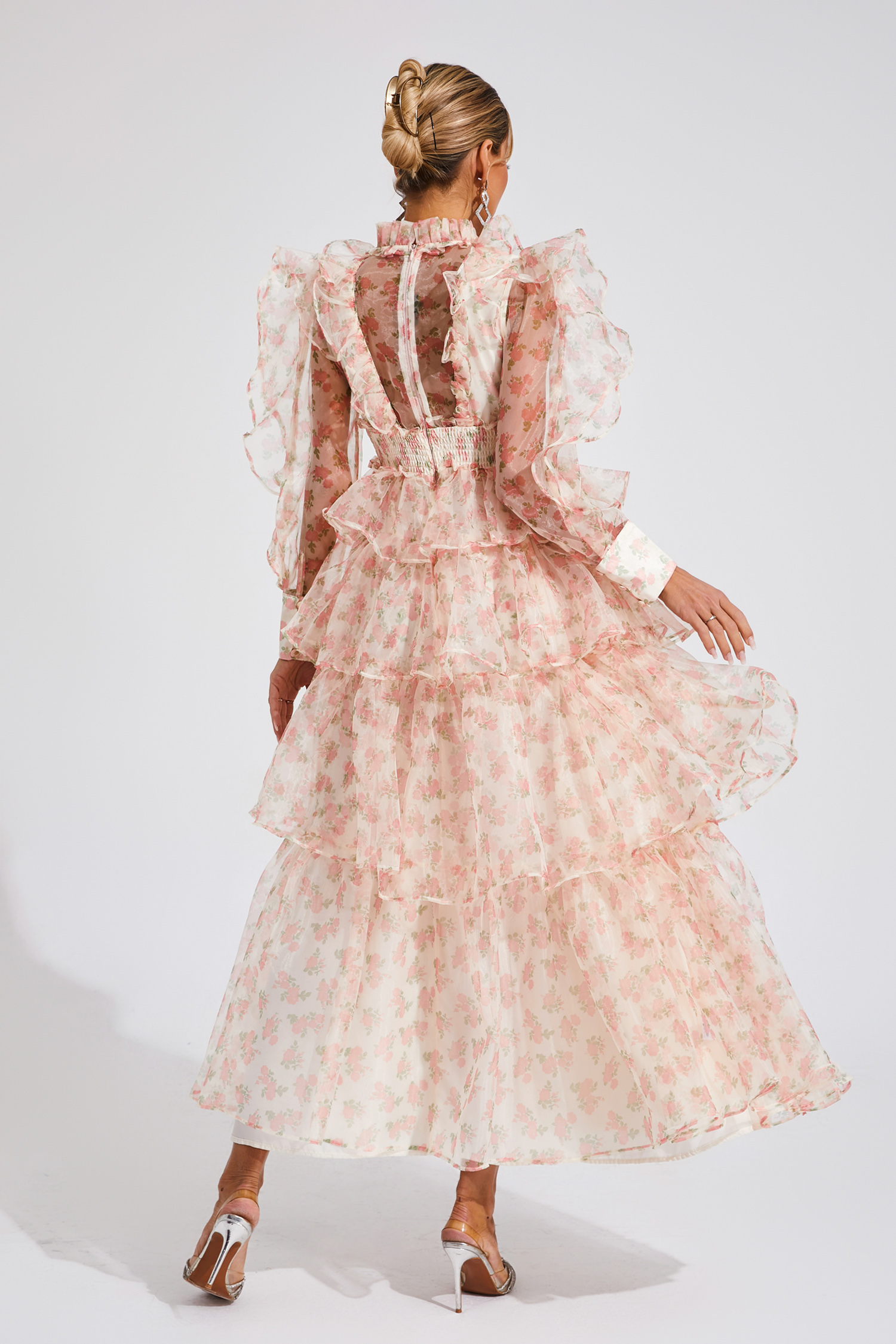 Bowman Apricot Floral Mesh Dress-CATCHALL