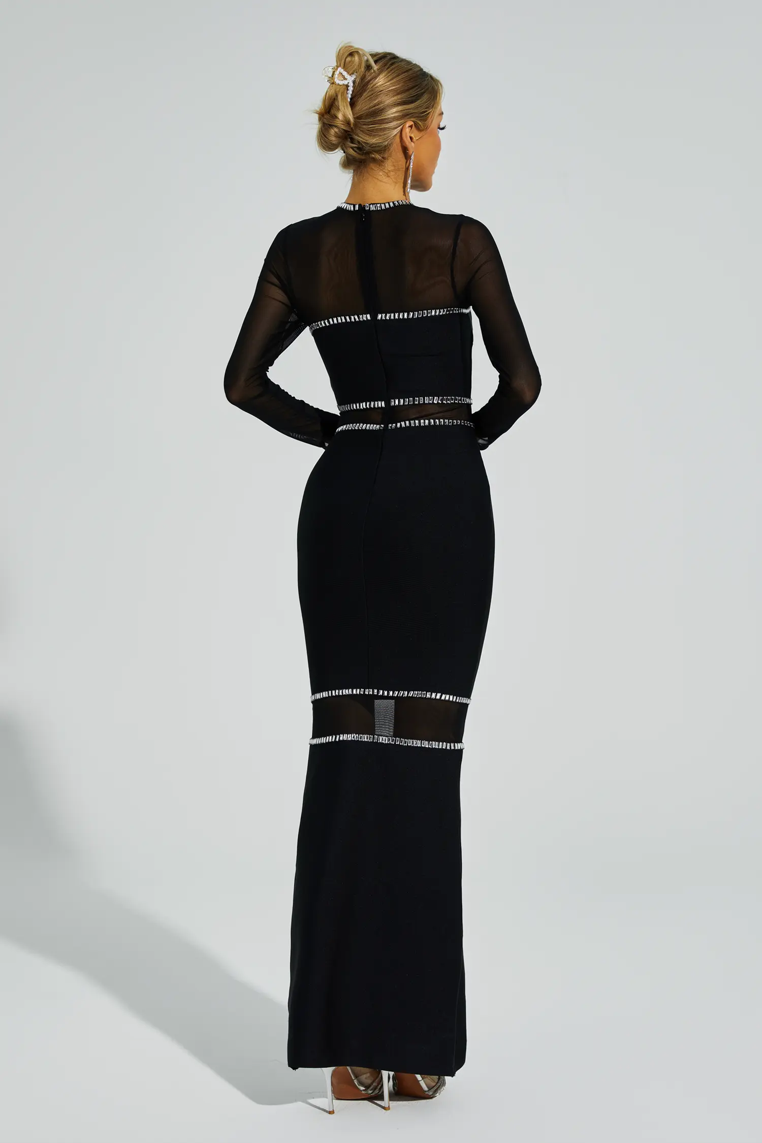 Boyle Black Mesh Bandage Dress-CATCHALL