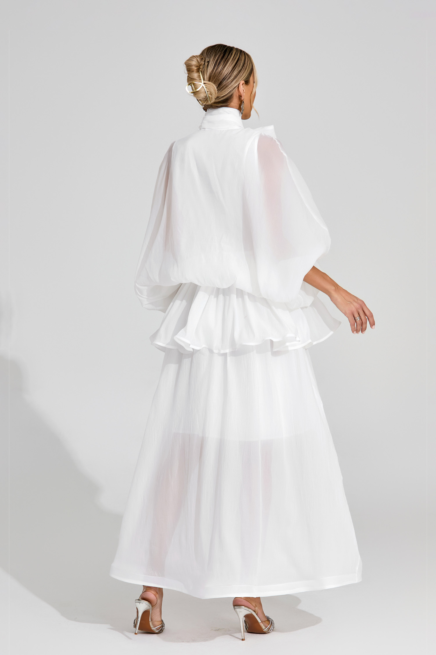 Brewster White Sheer Bow Dress