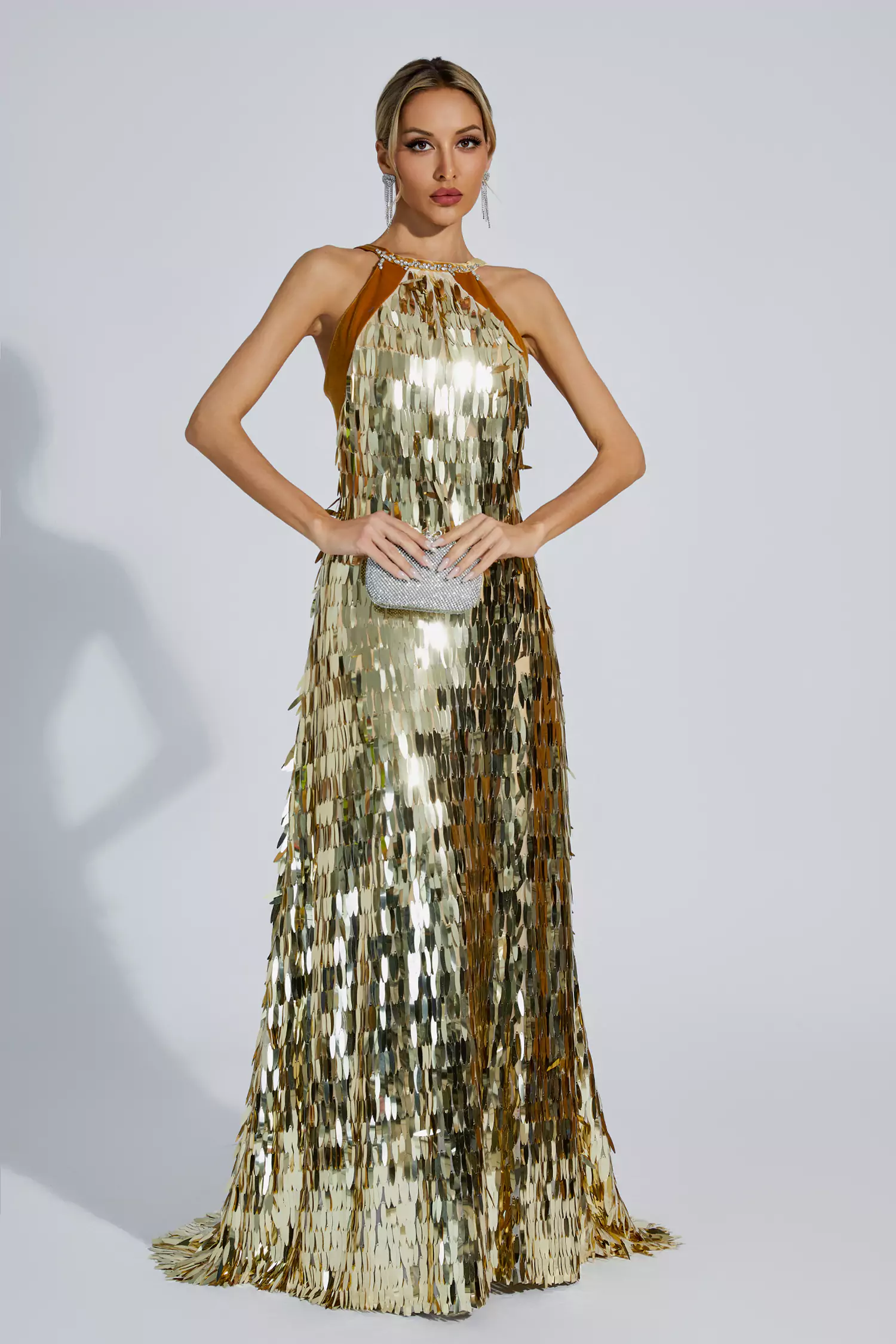 Bria Gold Maxi Sequin Dress-CATCHALL