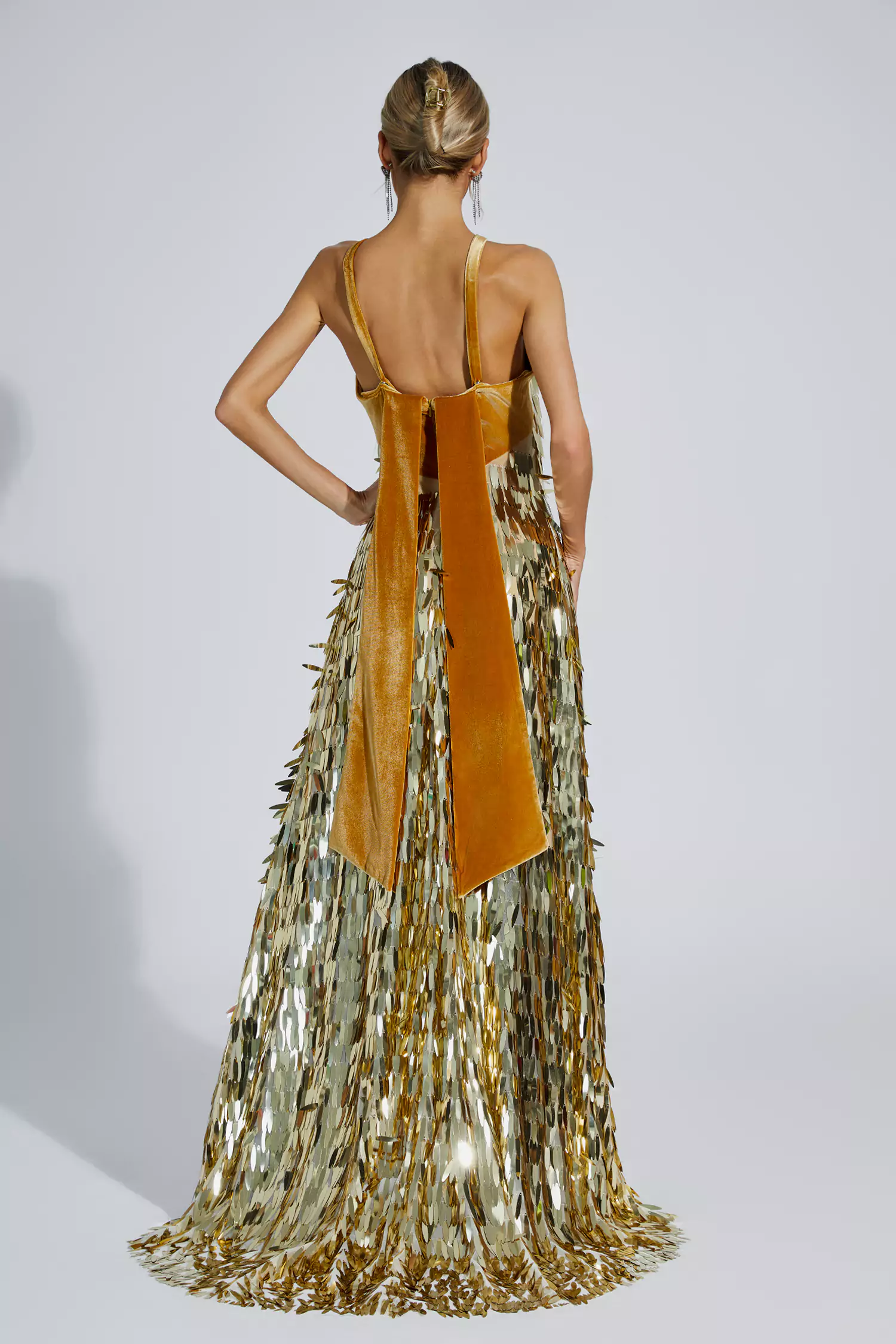 Bria Gold Maxi Sequin Dress-CATCHALL