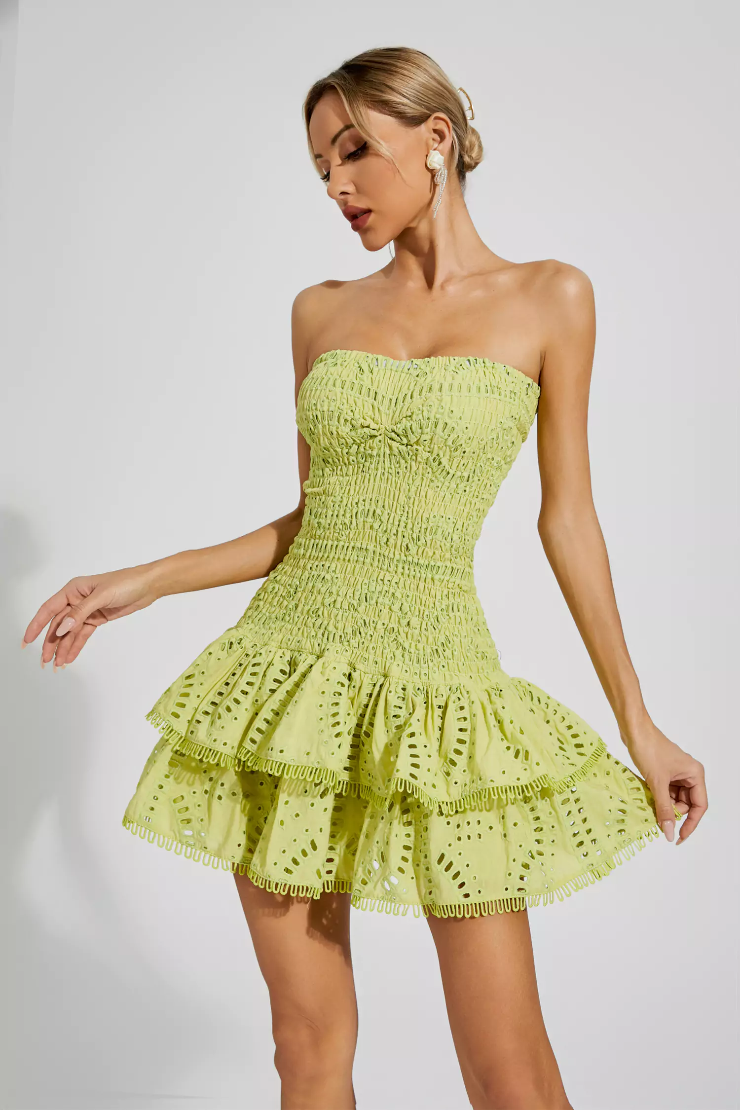 Bridget Green Ruffle Mini Dress-CATCHALL