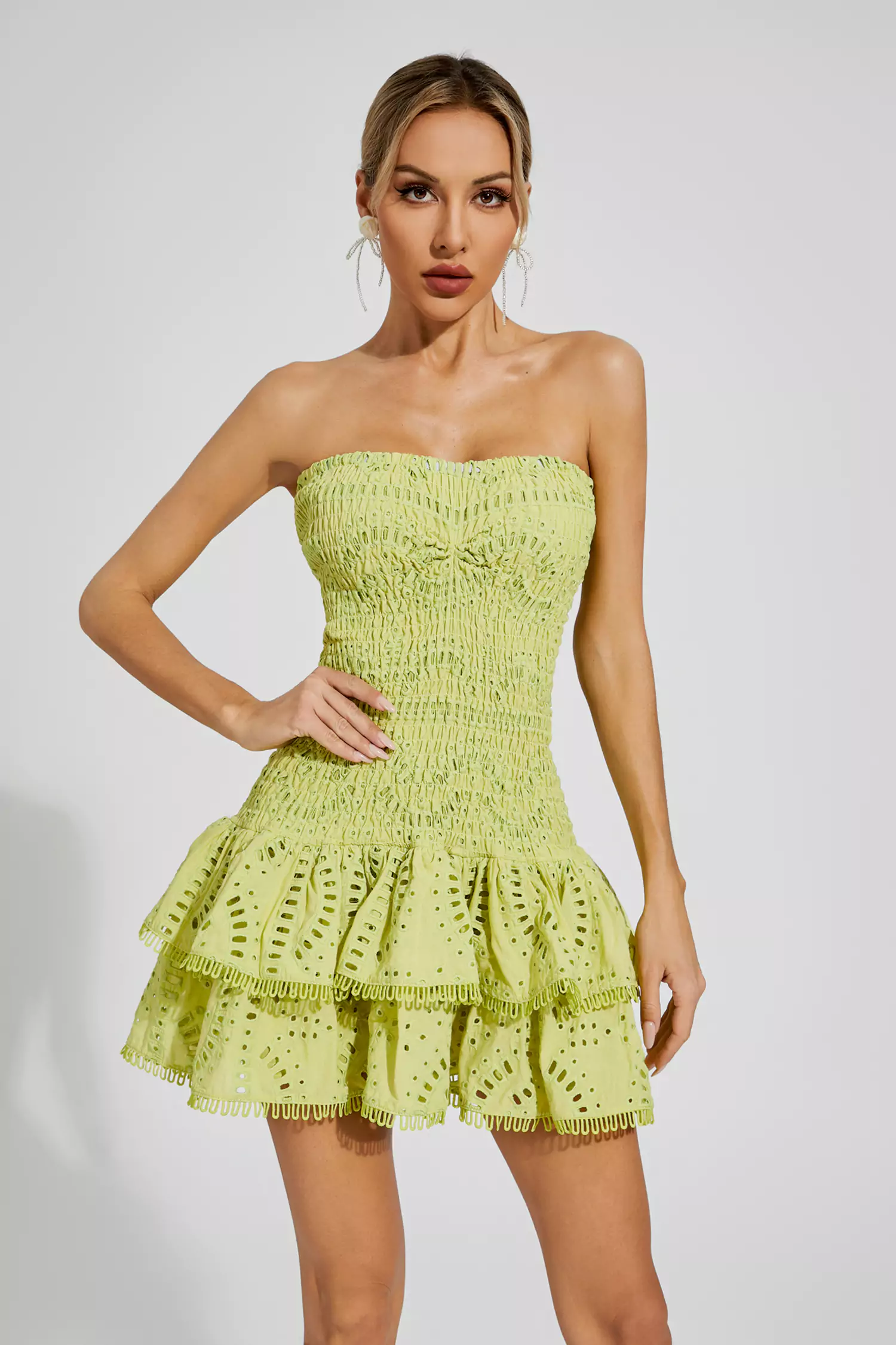 Bridget Green Ruffle Mini Dress-CATCHALL
