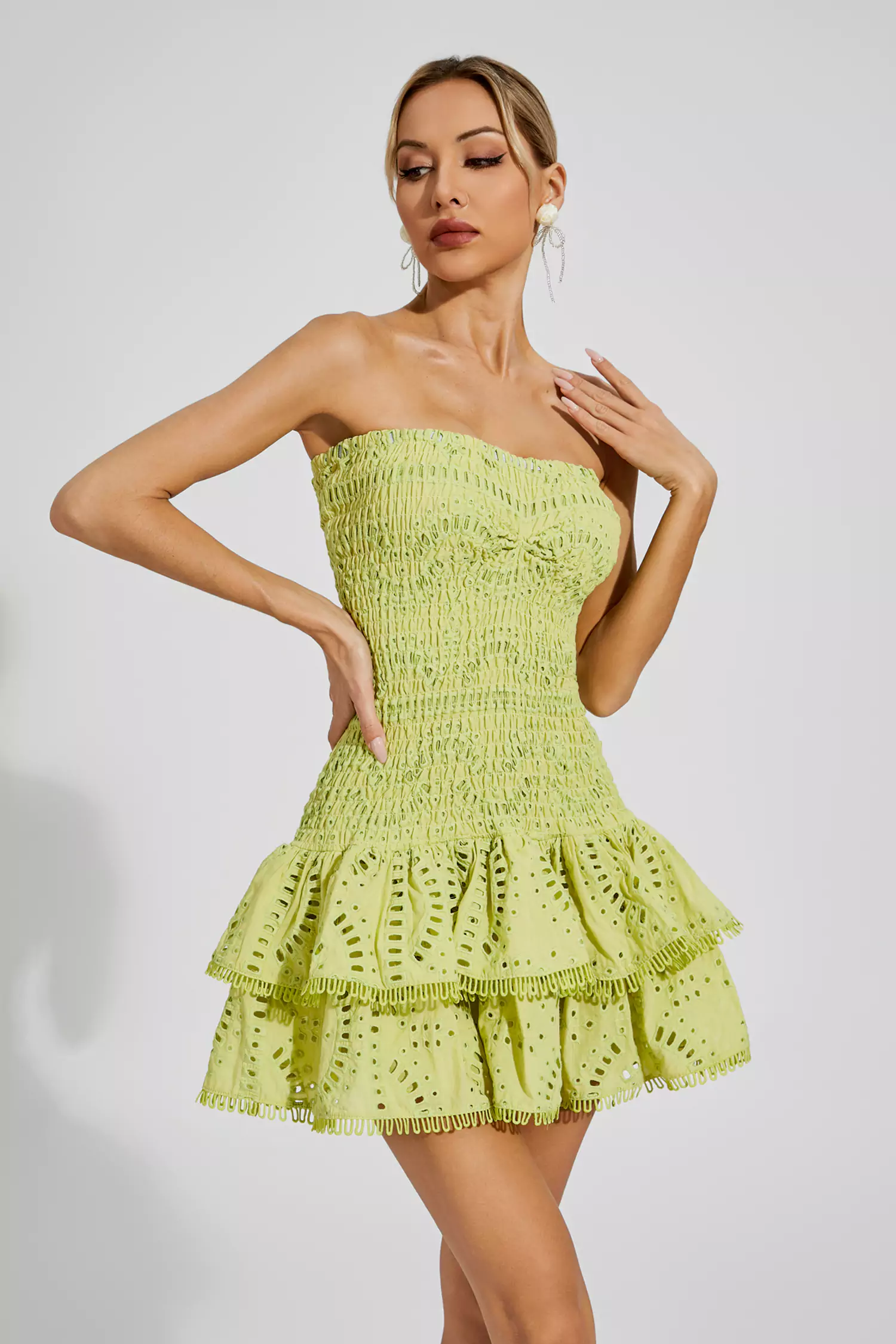 Bridget Green Ruffle Mini Dress-CATCHALL