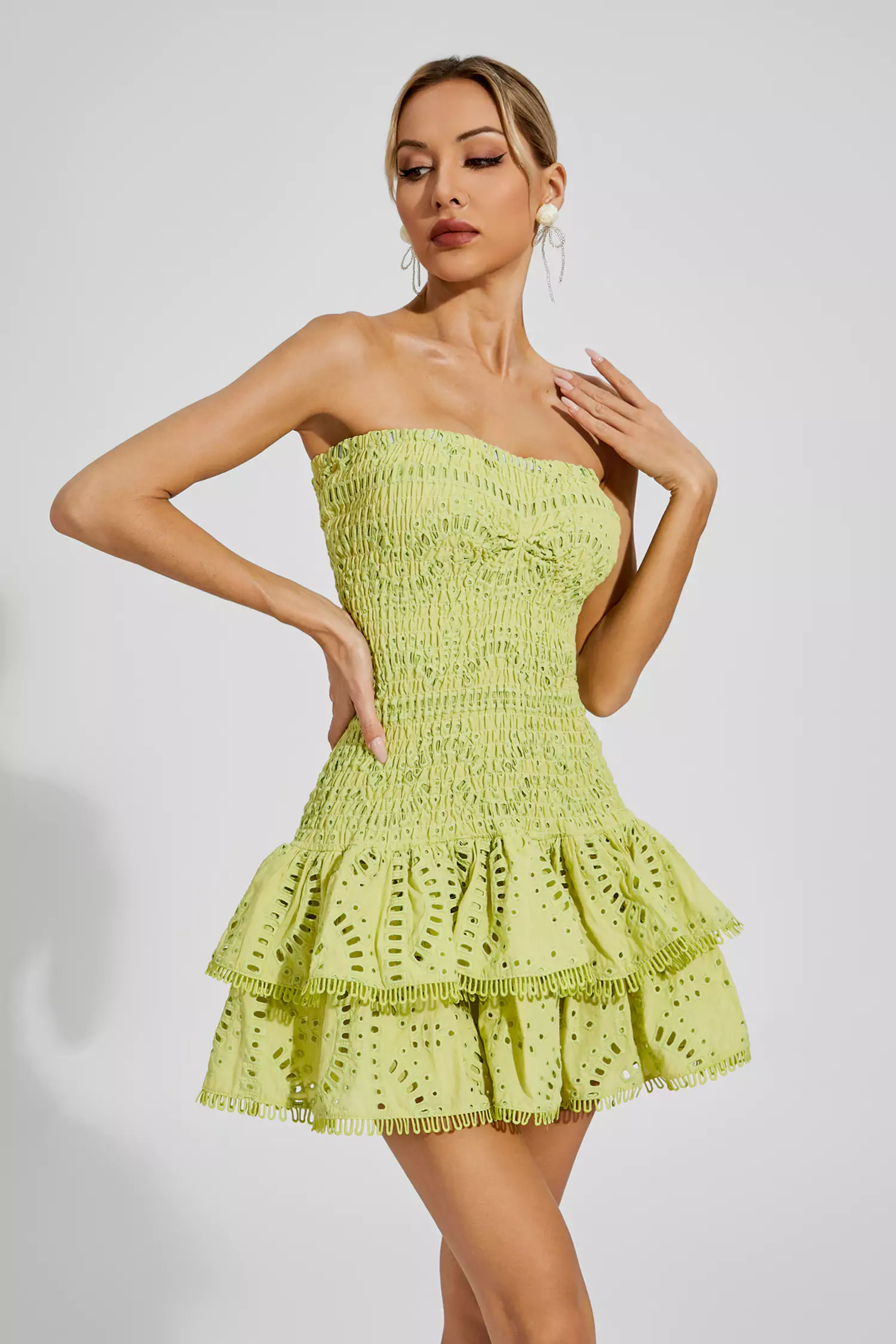 Bridget Green Ruffle Mini Dress