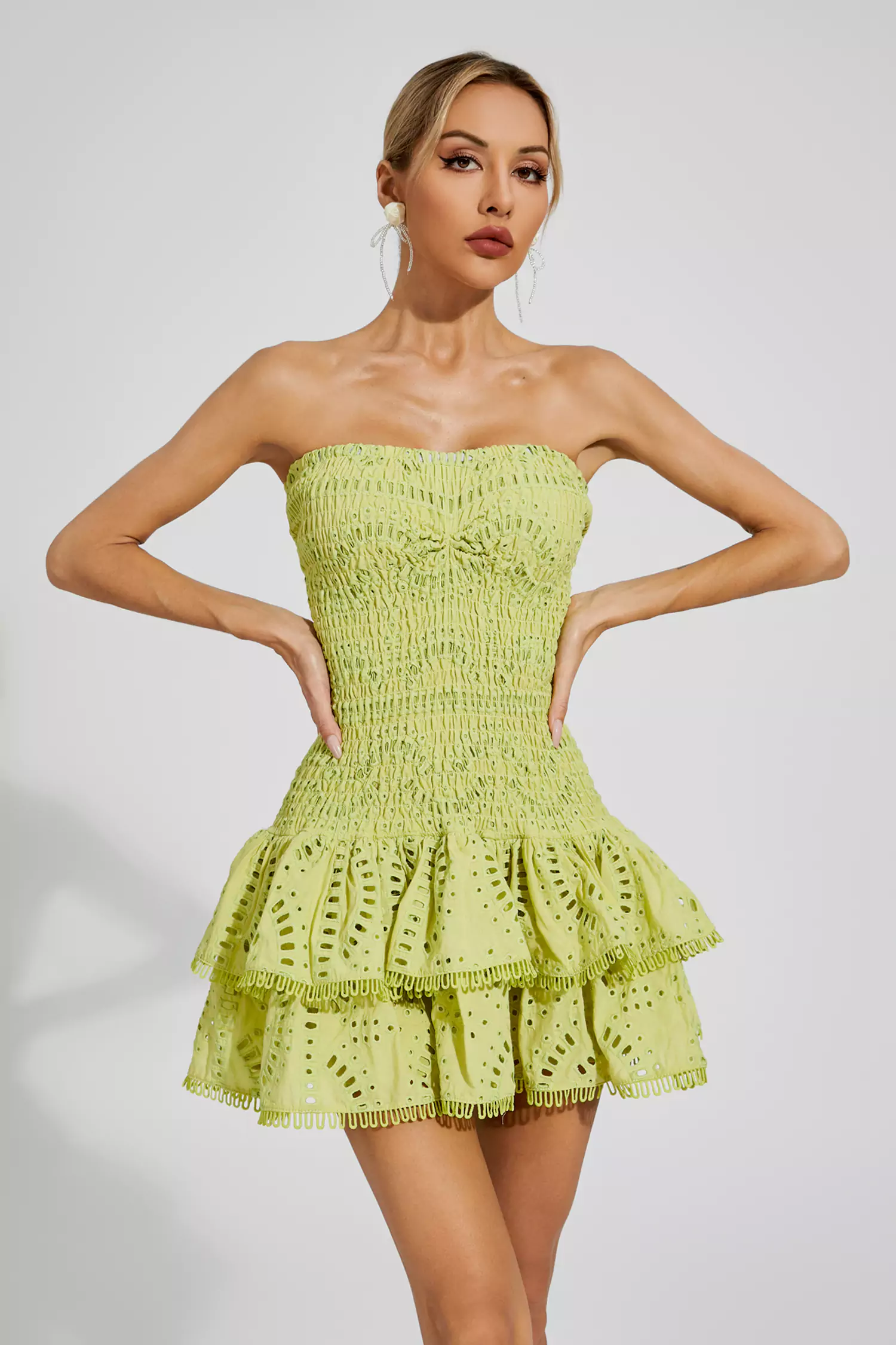 Bridget Green Ruffle Mini Dress-CATCHALL