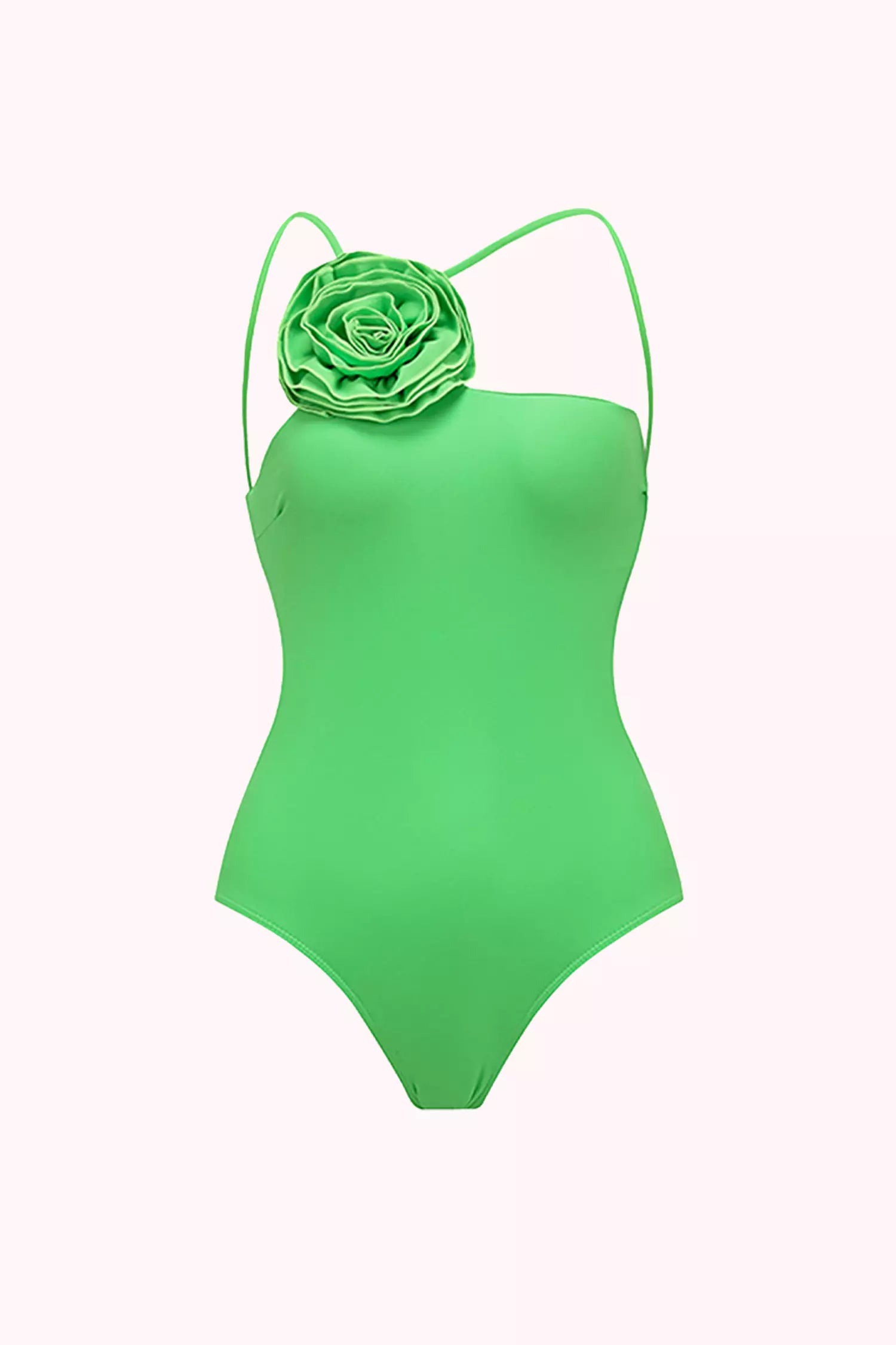 One Shoulder Swimsuit , Green One Piece Swimsuit, Bathing Suit for