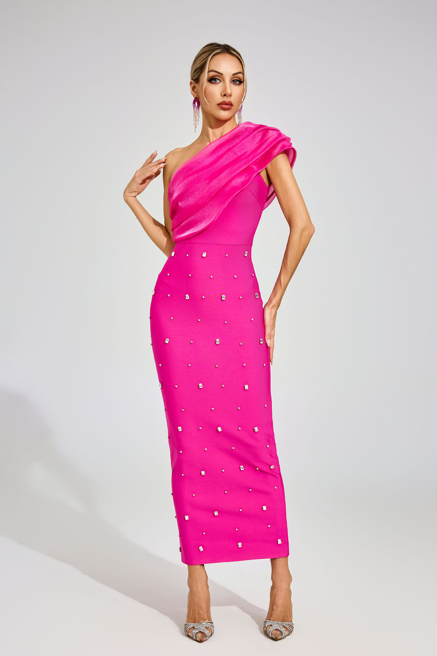 Broderick Rose Red Diamond Bandage Dress