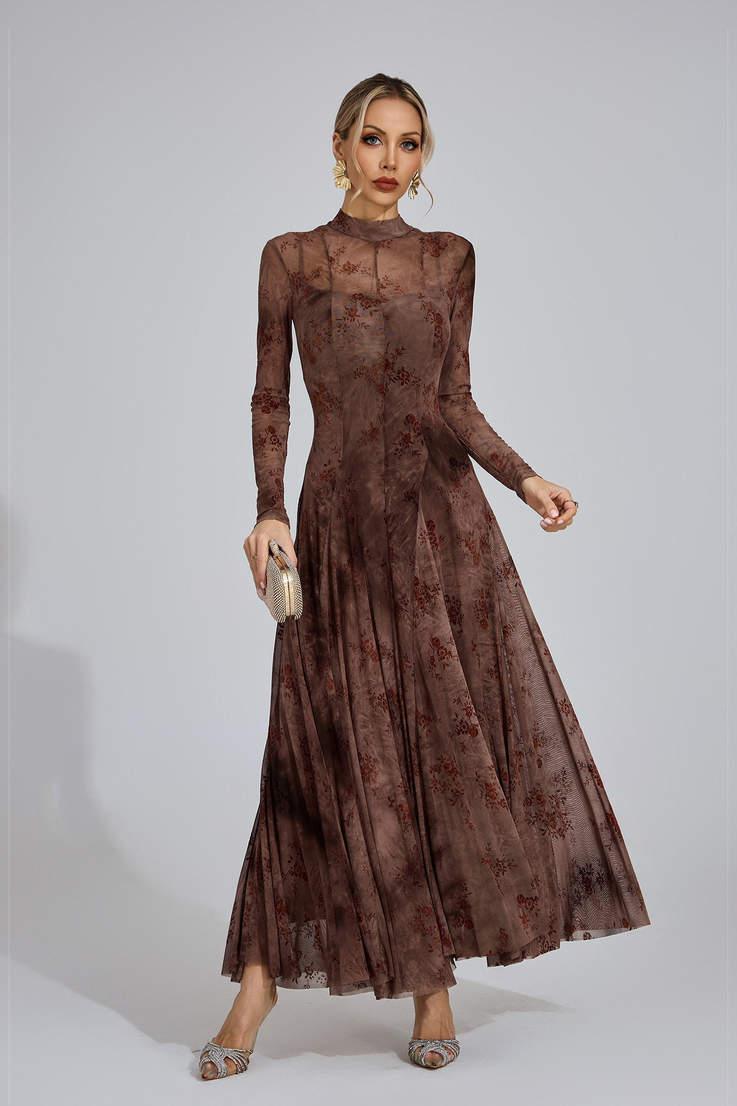 Bronwen Khaki Floral Growth Maxi Dress