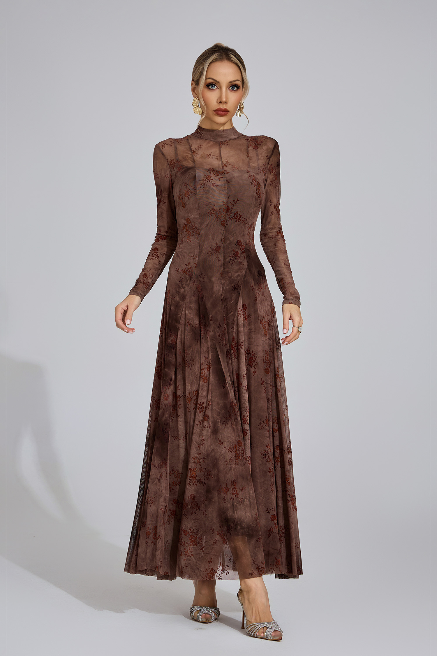 Bronwen Khaki Floral Growth Maxi Dress