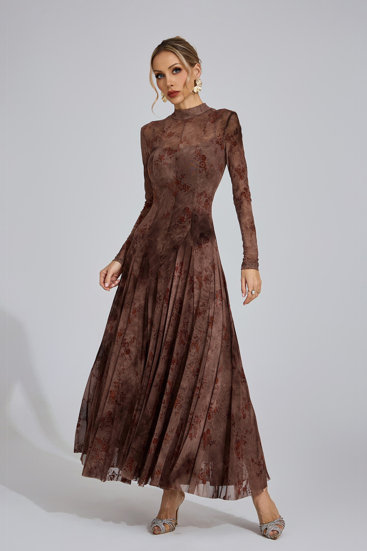 Bronwen Khaki Floral Growth Maxi Dress