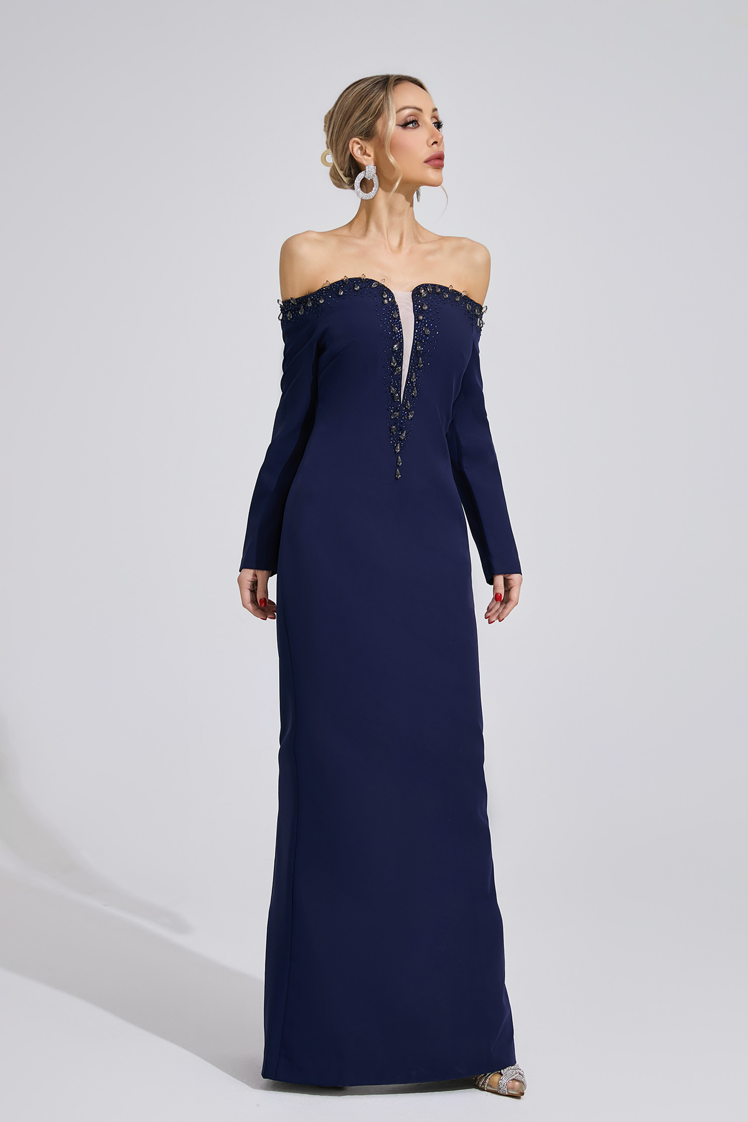 Brook Dark Blue Diamond Maxi Dress