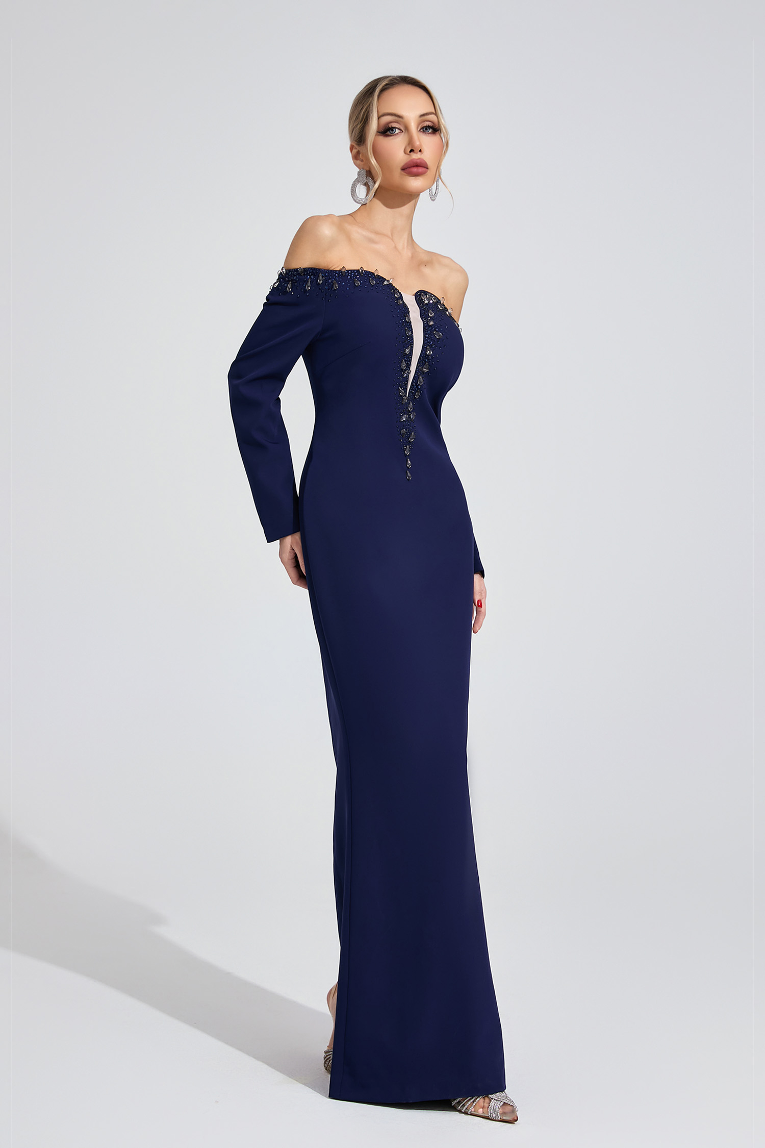 Brook Dark Blue Diamond Maxi Dress