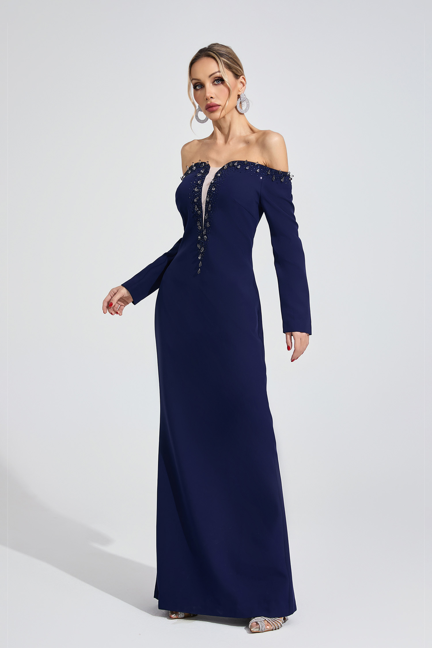 Brook Dark Blue Diamond Maxi Dress