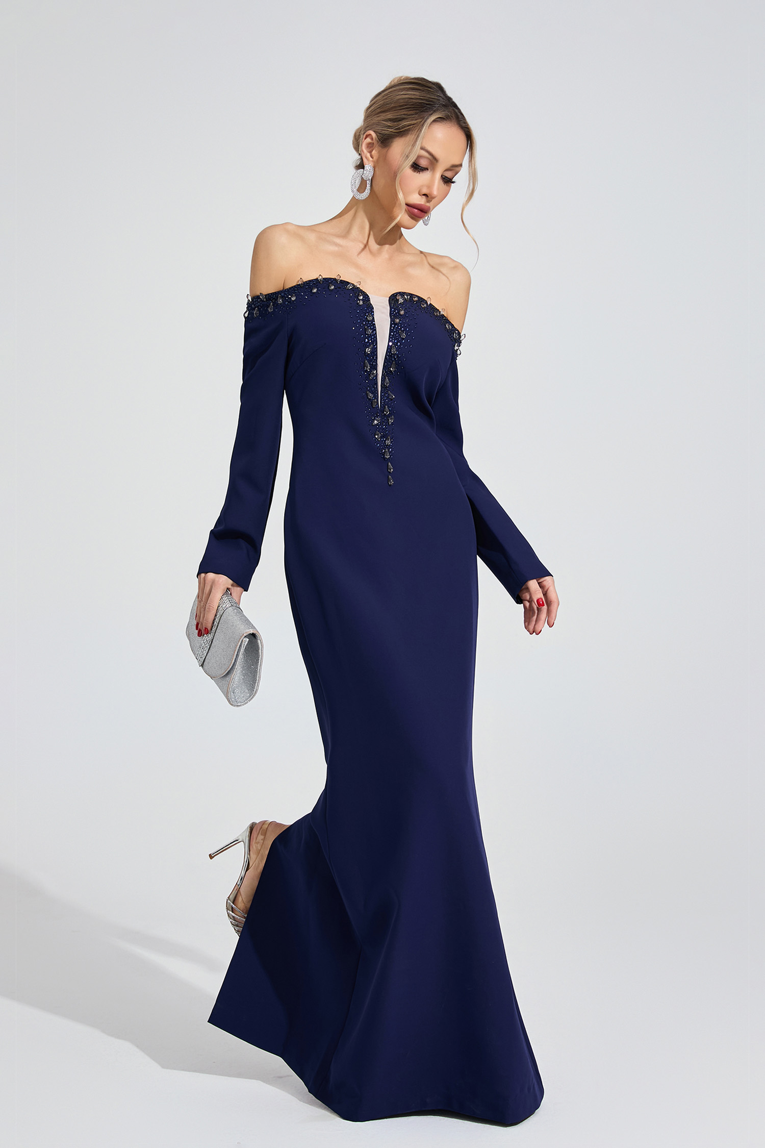 Brook Dark Blue Diamond Maxi Dress