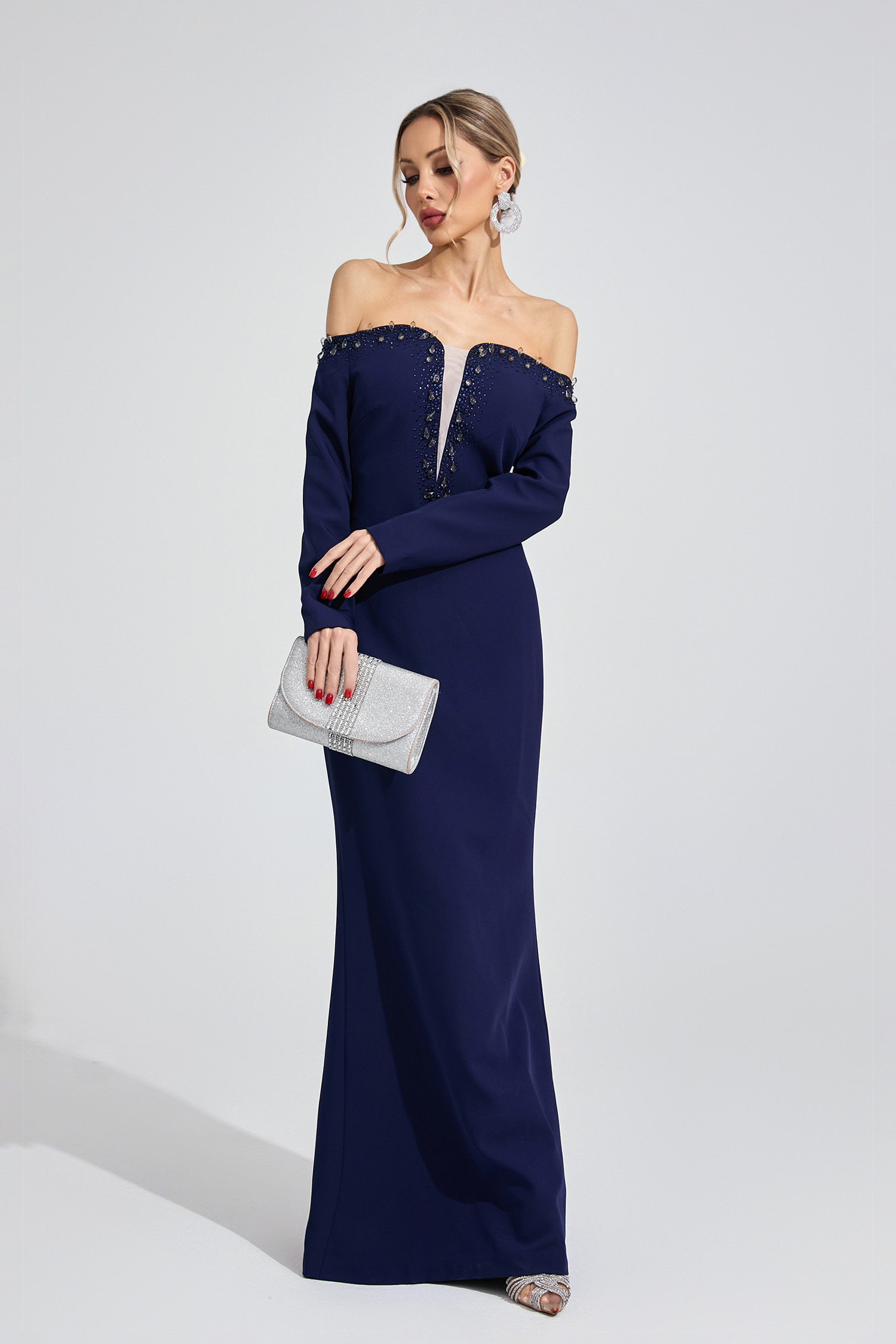 Brook Dark Blue Diamond Maxi Dress