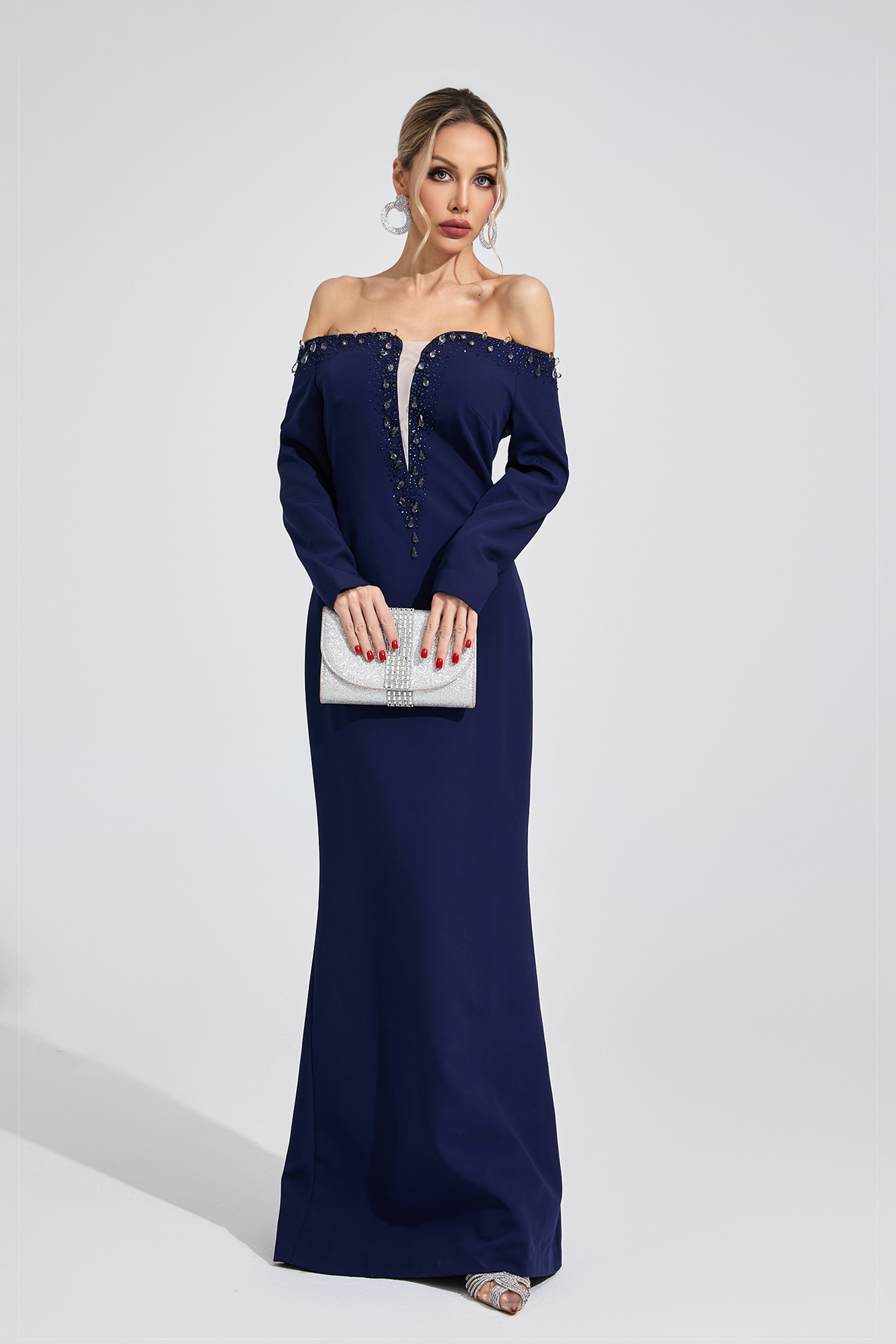 Brook Dark Blue Diamond Maxi Dress