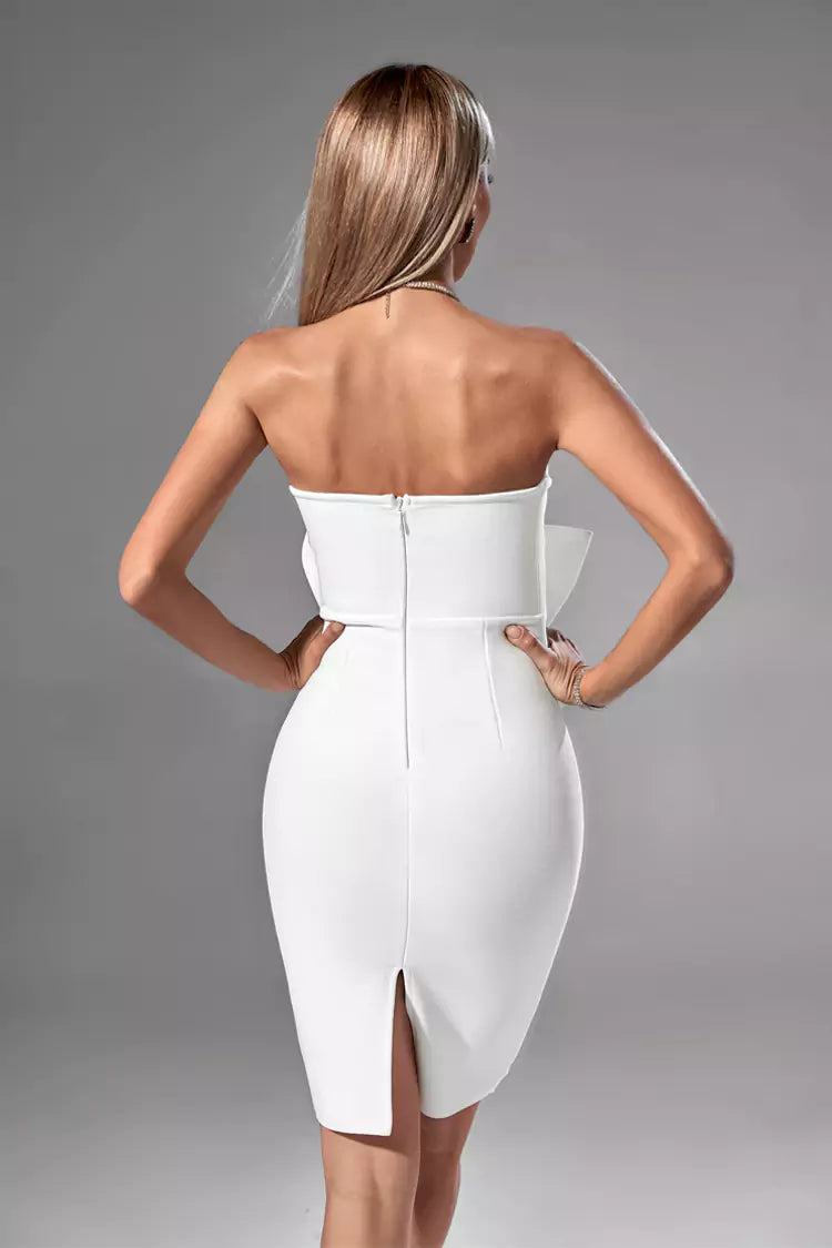 Brooke White Bow Dress-CATCHALL