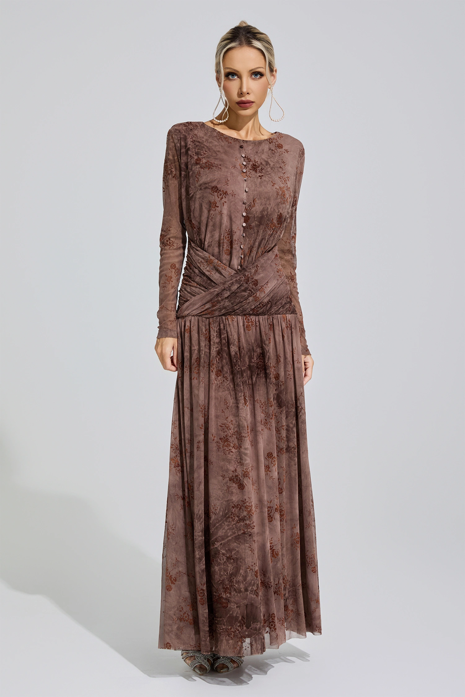 Butler Brown Pleated Maxi Dress