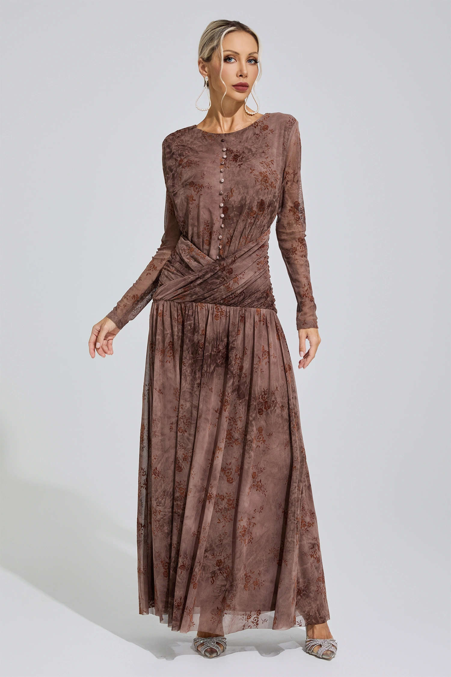 Butler Brown Pleated Maxi Dress