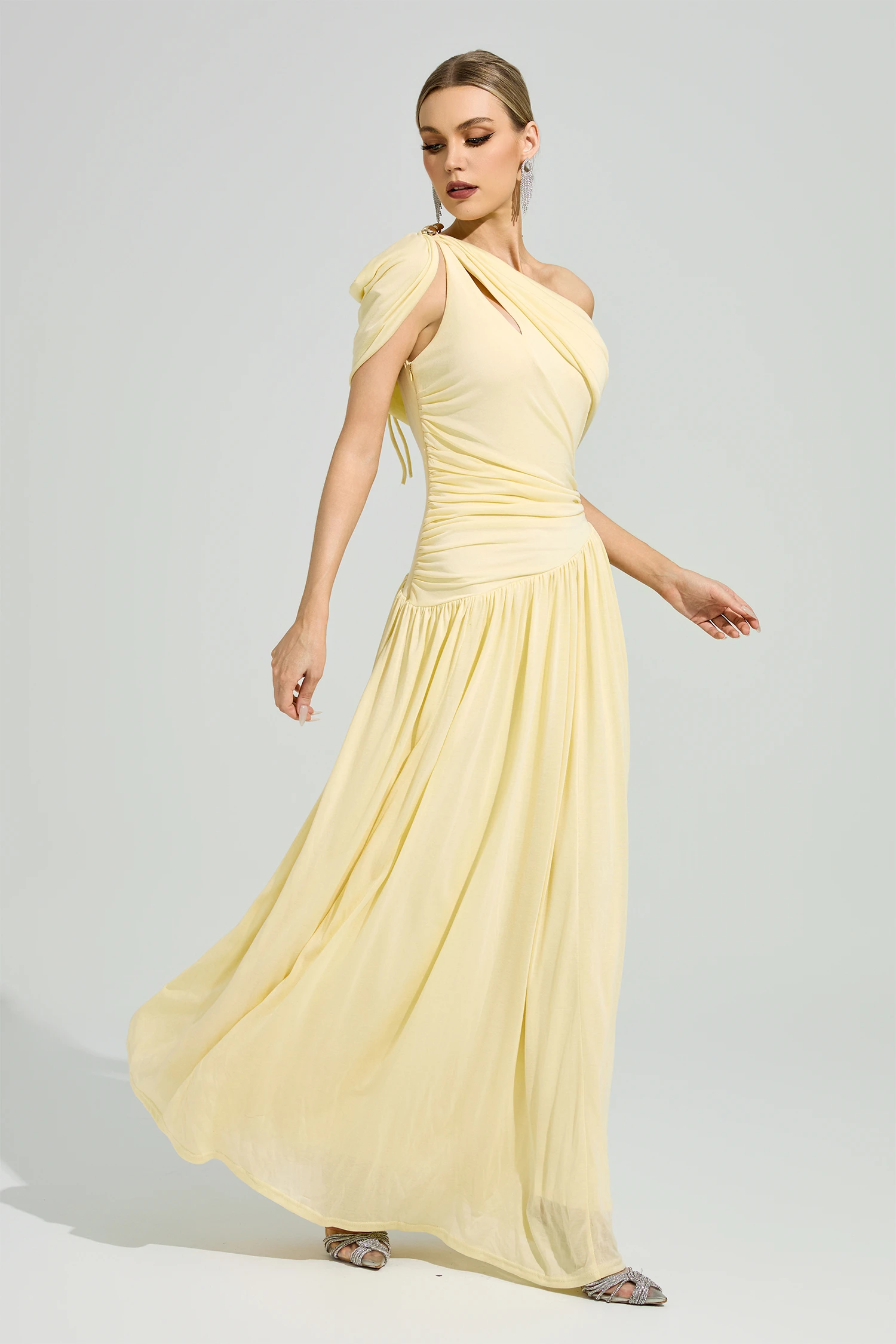 Cage Yellow One Shoulder Dress
