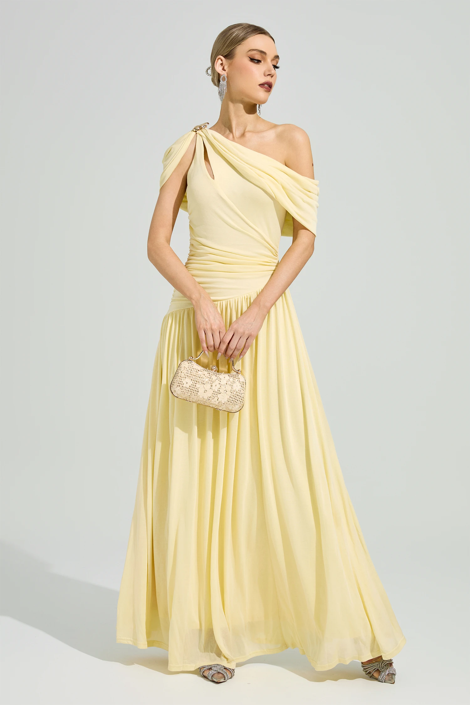 Cage Yellow One Shoulder Dress