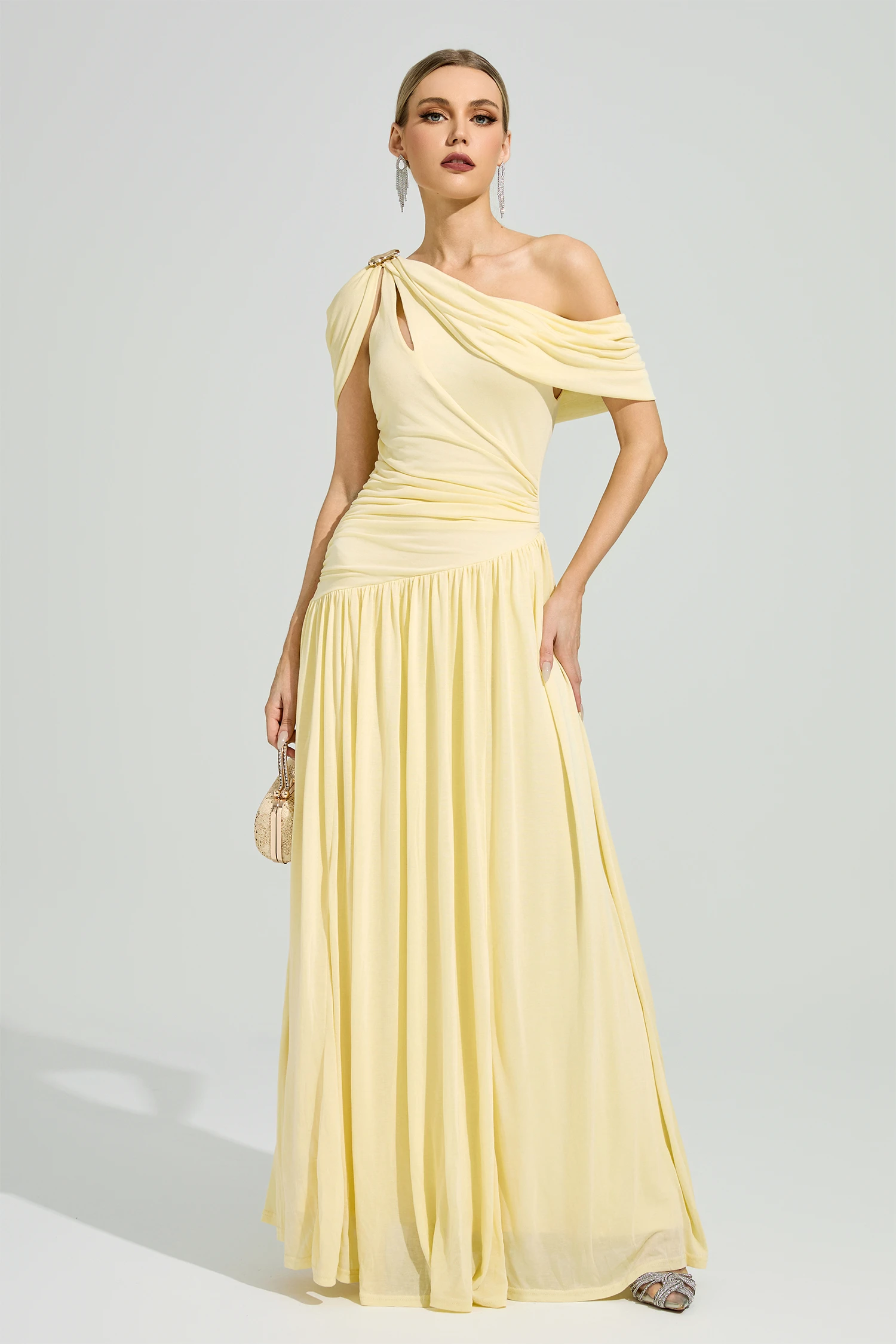 Cage Yellow One Shoulder Dress