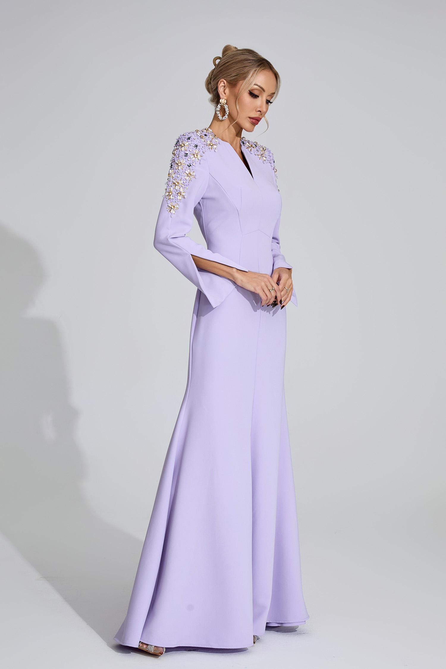 Calli Purple Pearl Maxi Dress