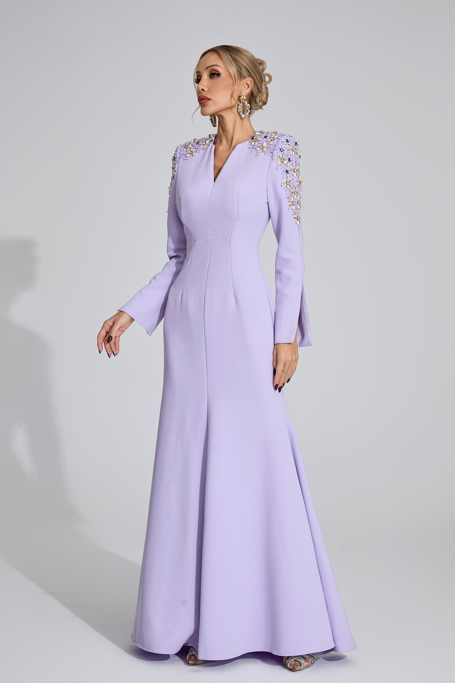 Calli Purple Pearl Maxi Dress