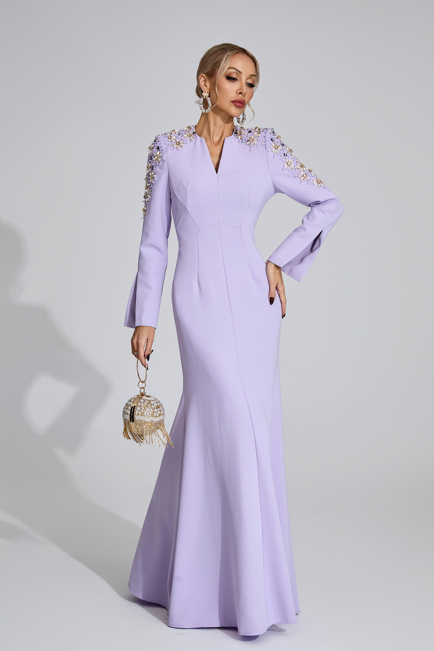 Calli Purple Pearl Maxi Dress