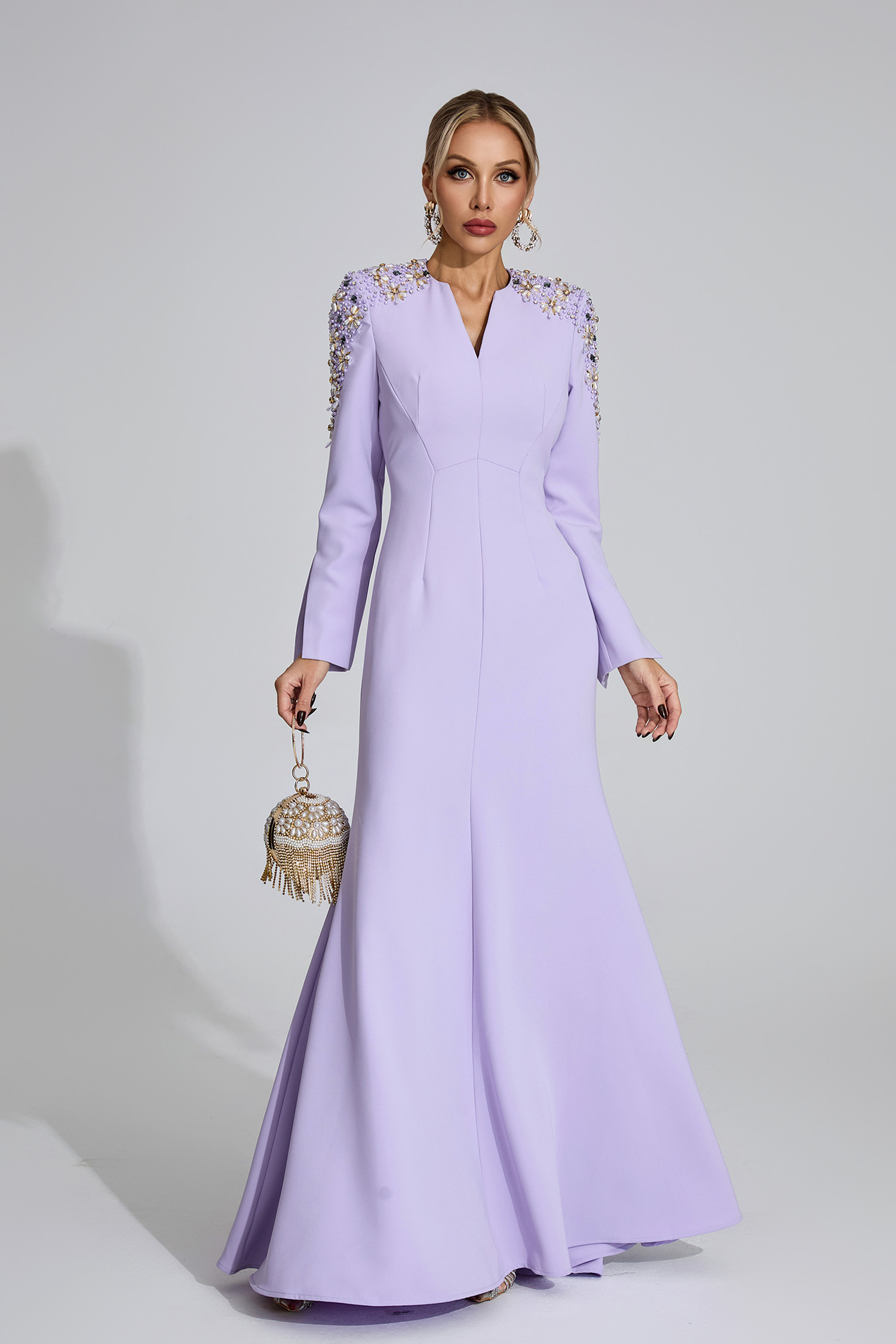Calli Purple Pearl Maxi Dress