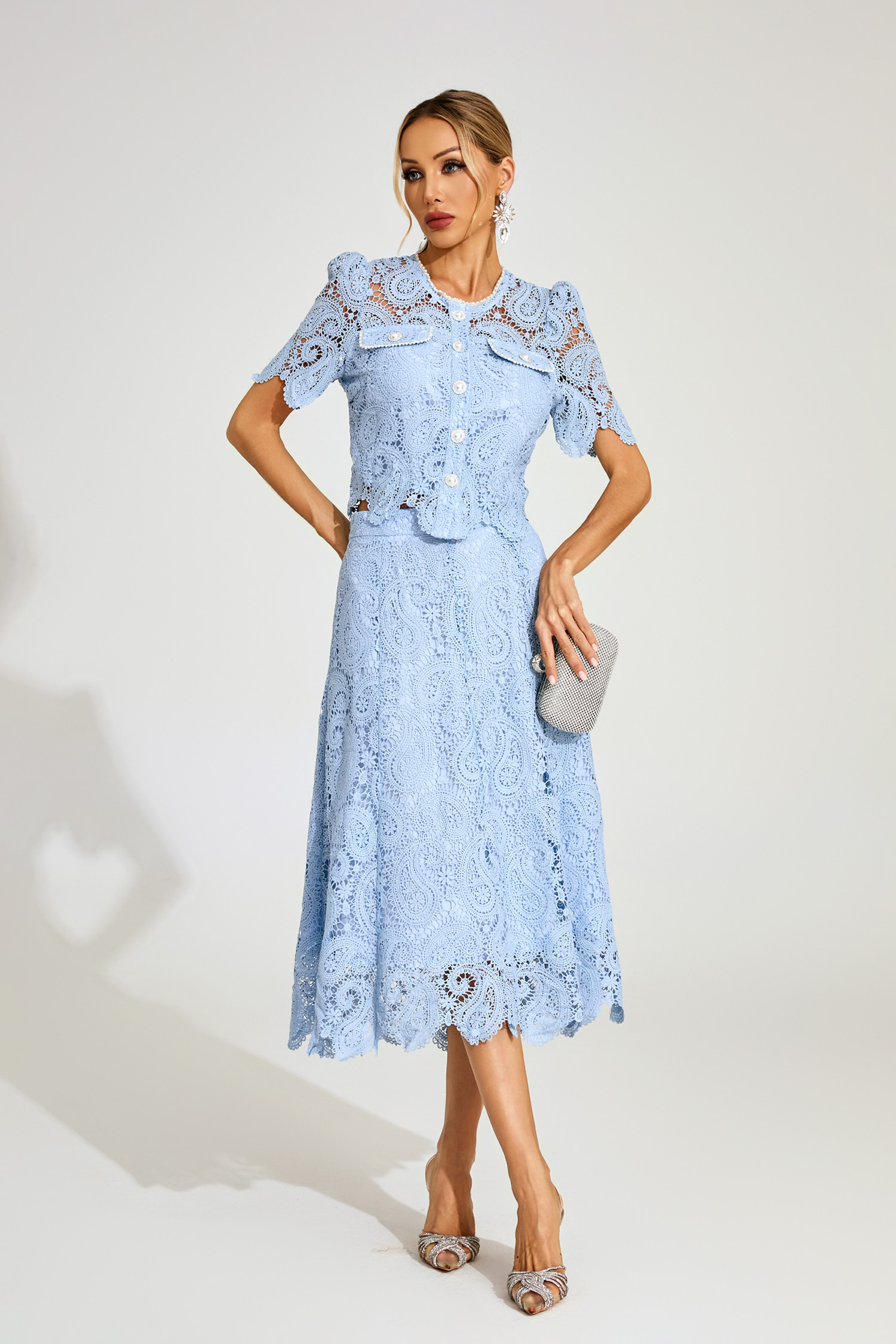 Calvin Blue Lace Two Piece Set