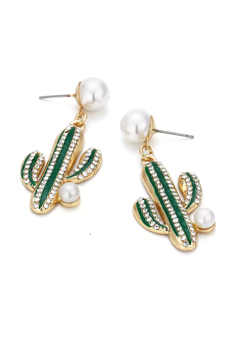Camilla Pearl Cactus Earrings-CATCHALL