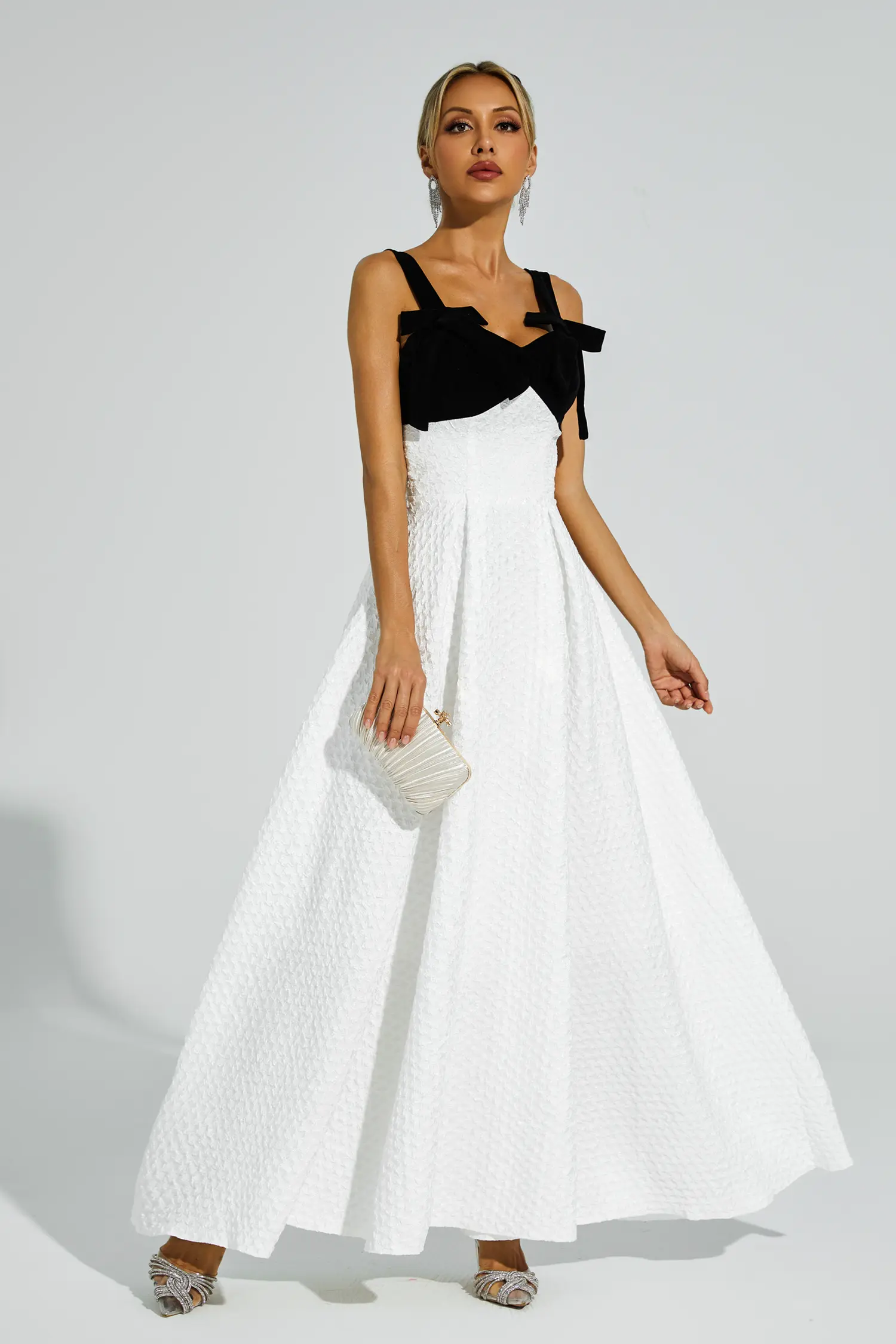 Camp White Bow Tie Slip Dress-CATCHALL