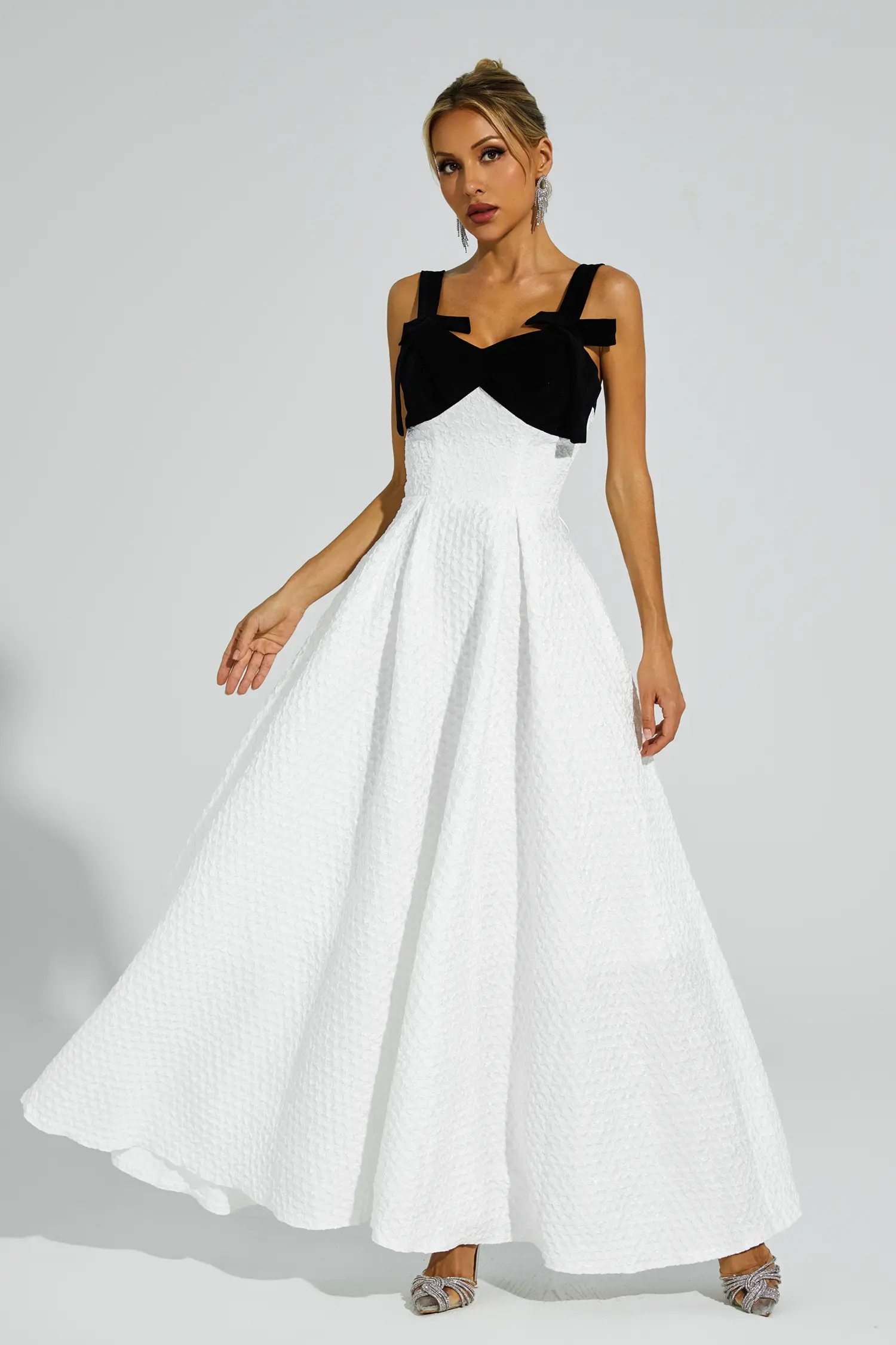 Camp White Bow Tie Slip Dress-CATCHALL