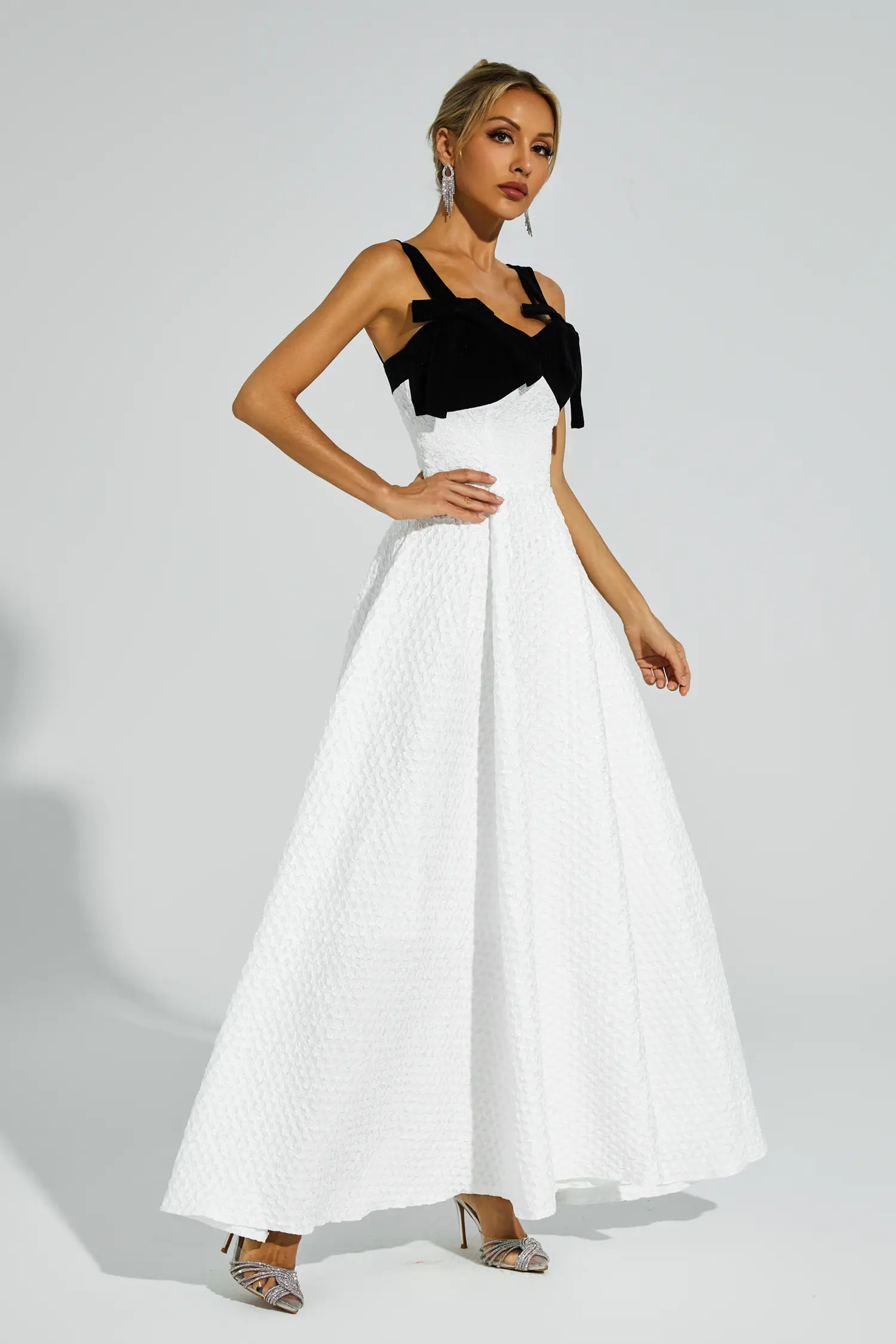 Camp White Bow Tie Slip Dress-CATCHALL