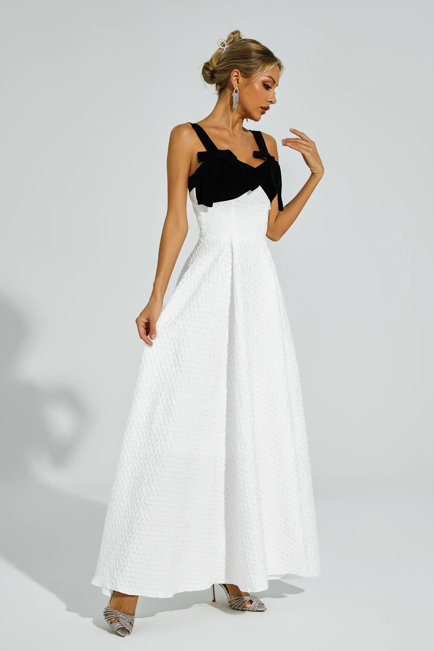 Camp White Bow Tie Slip Dress-CATCHALL