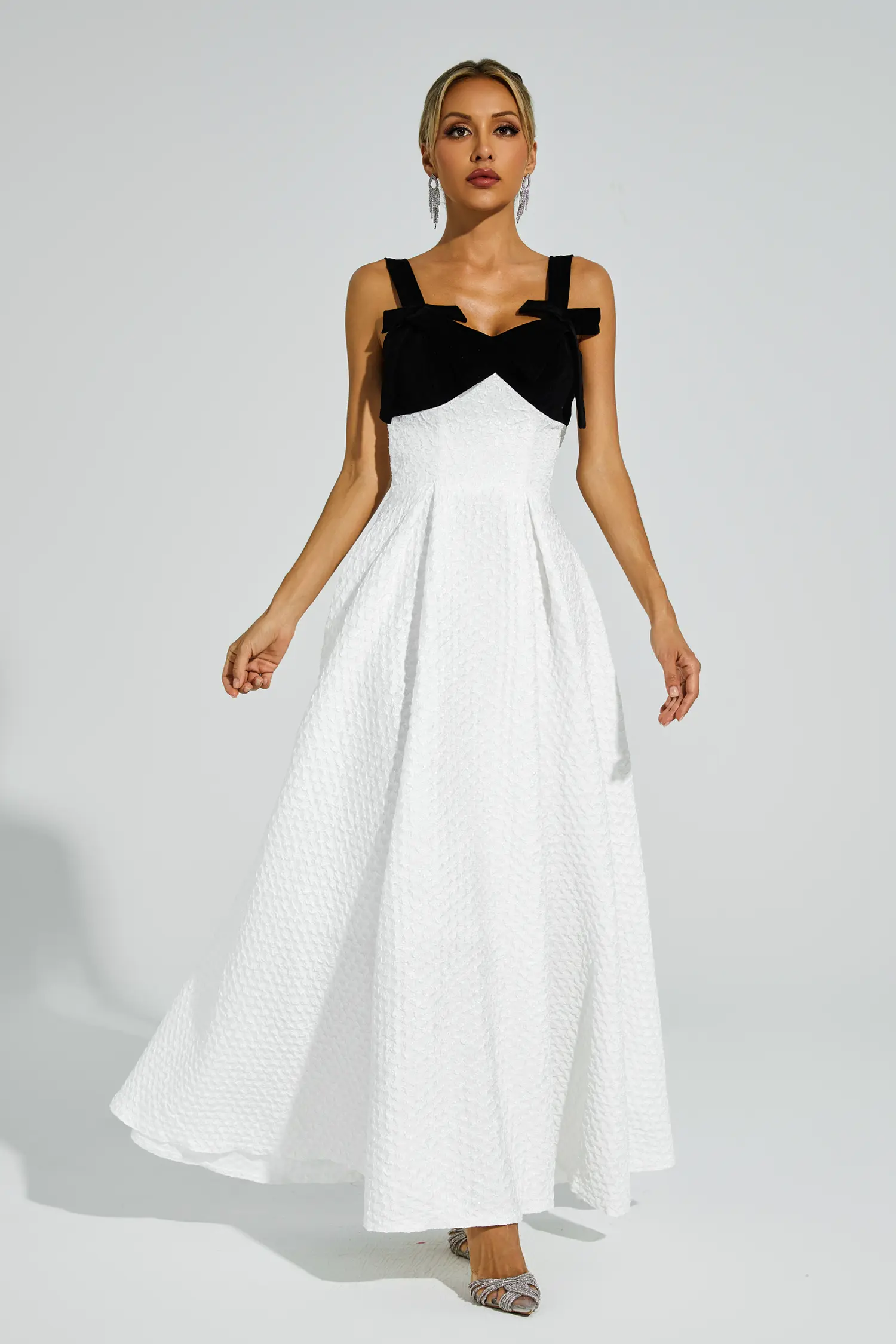 Camp White Bow Tie Slip Dress-CATCHALL