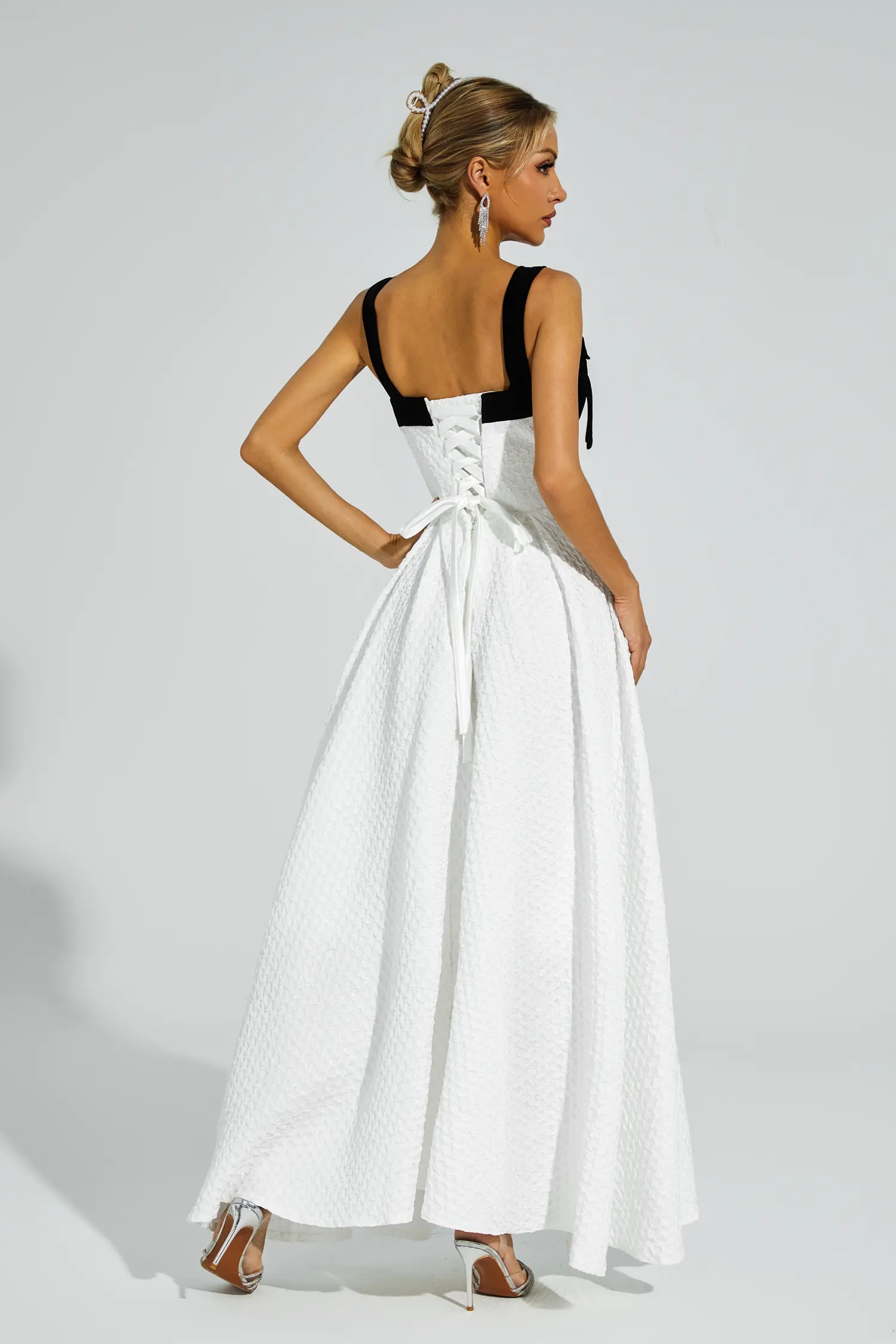 Camp White Bow Tie Slip Dress-CATCHALL