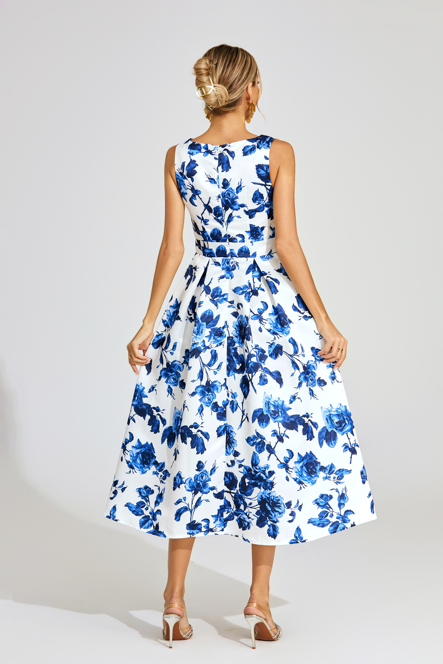 Candice Blue Floral Midi Dress