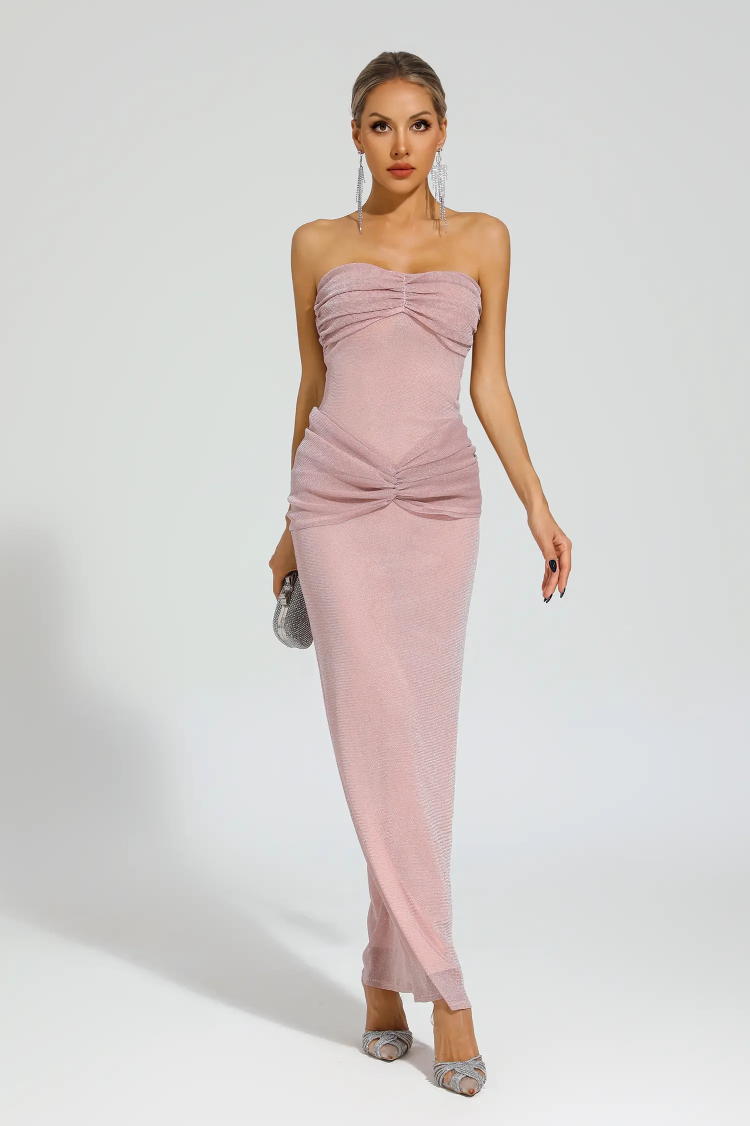 Carey Pink Off Shoulder Maxi Dress-CATCHALL