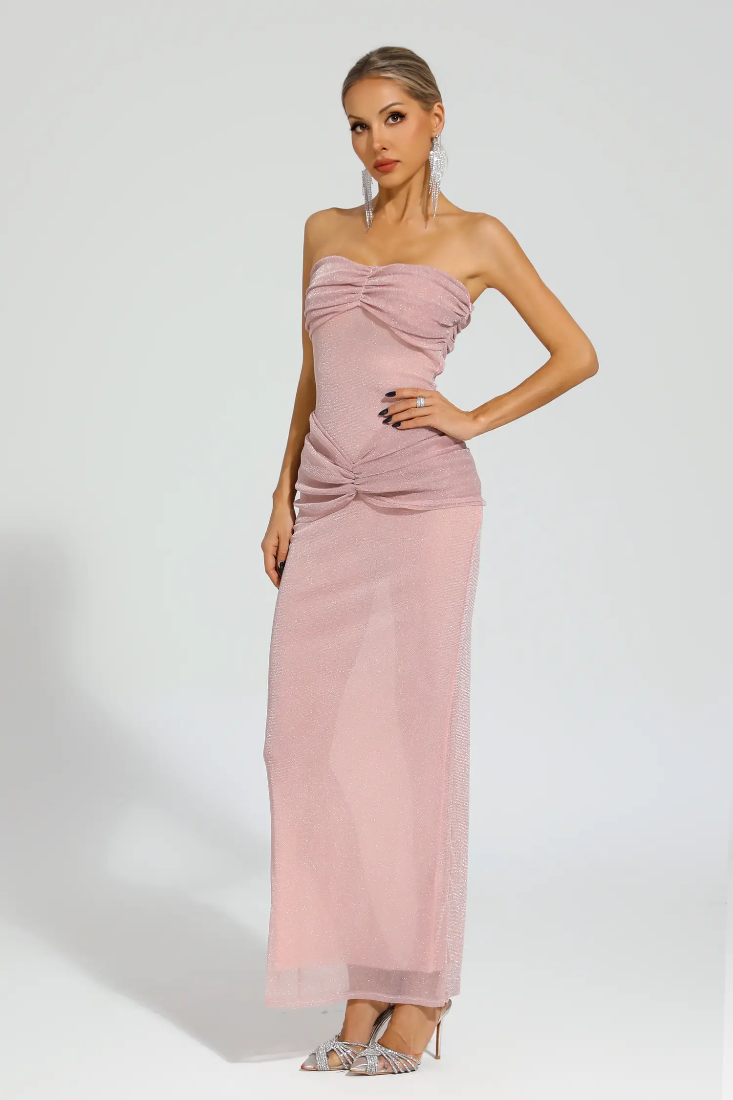 Carey Pink Off Shoulder Maxi Dress-CATCHALL