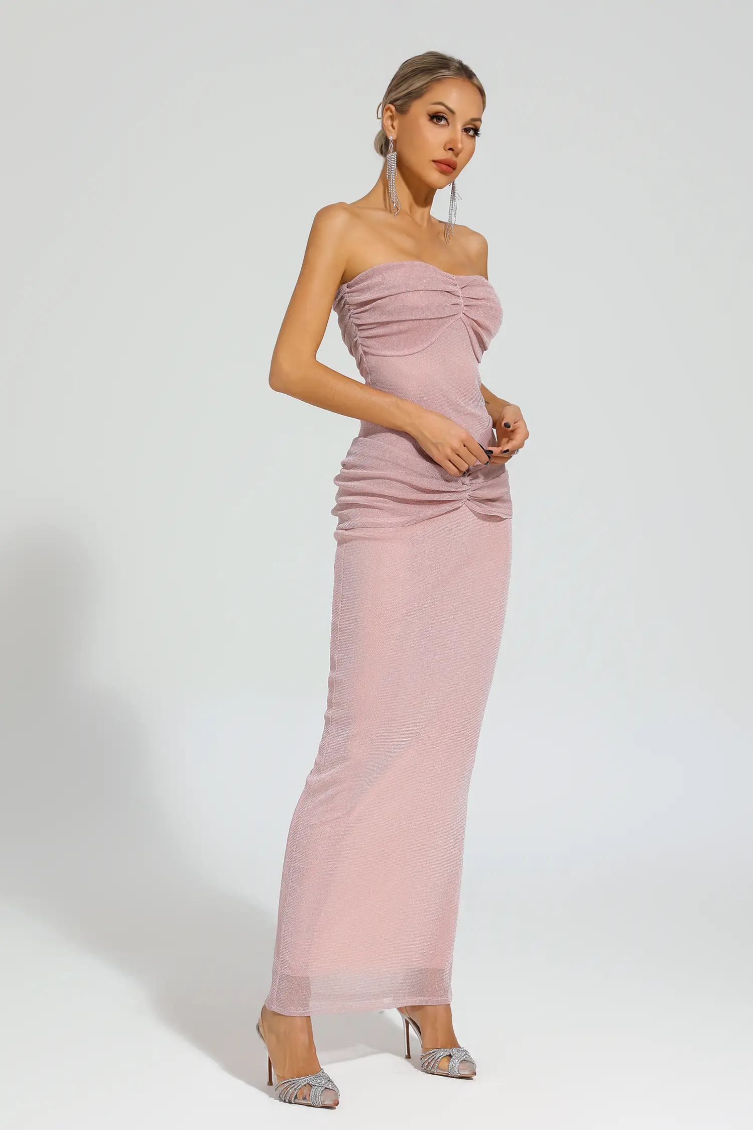 Carey Pink Off Shoulder Maxi Dress-CATCHALL