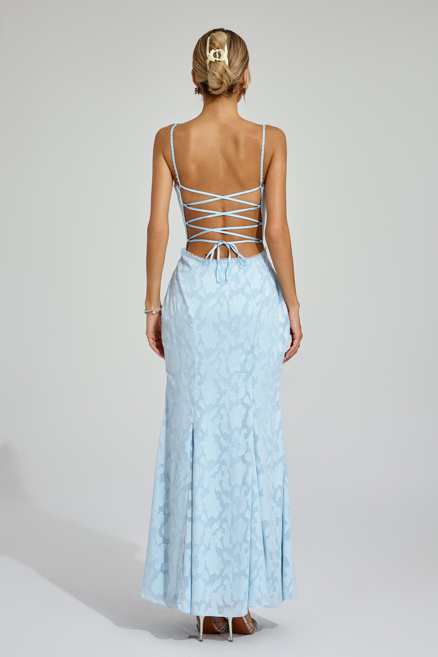Carpenter Blue Backless Vacation Maxi Dress